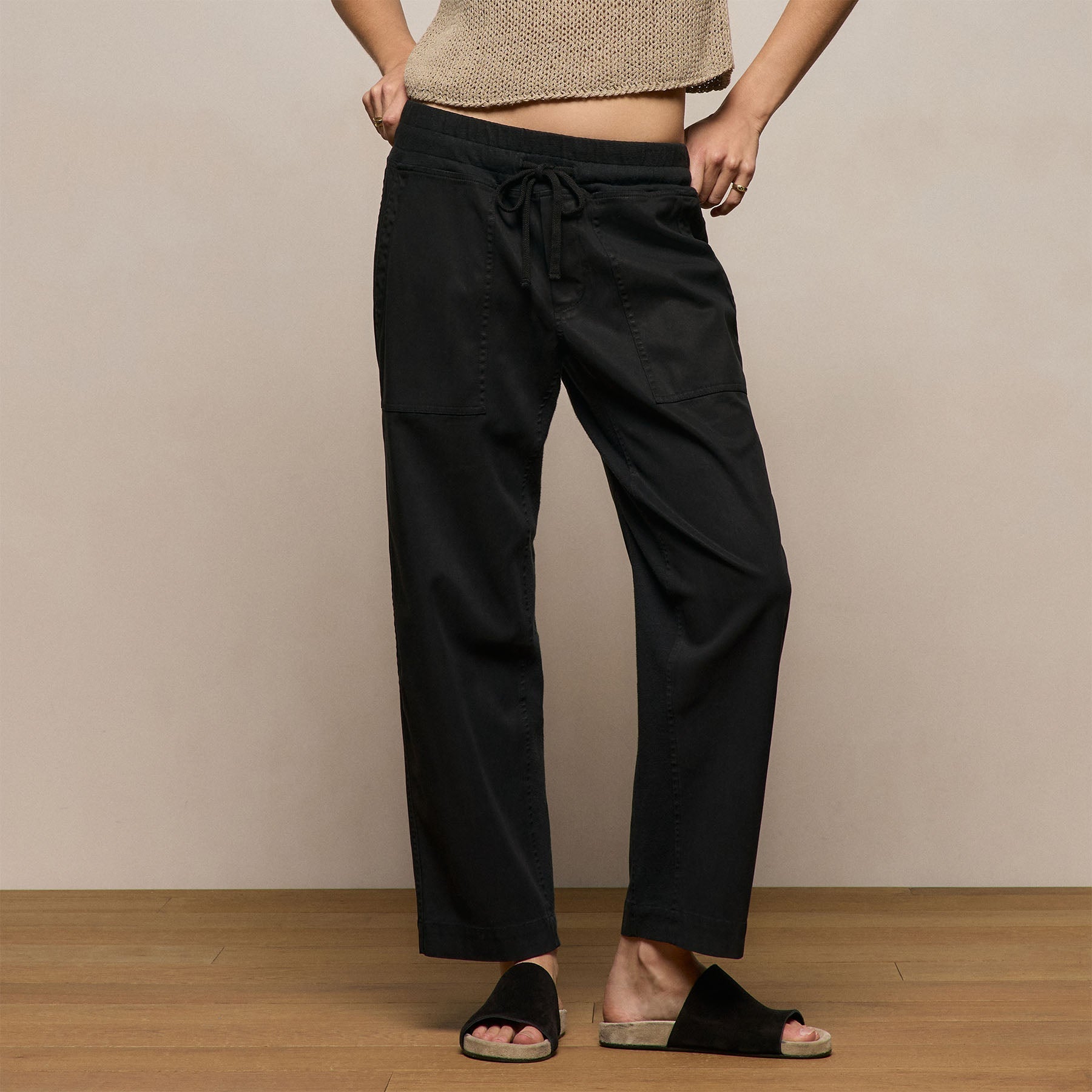 Mixed Media Straight Pant - Black