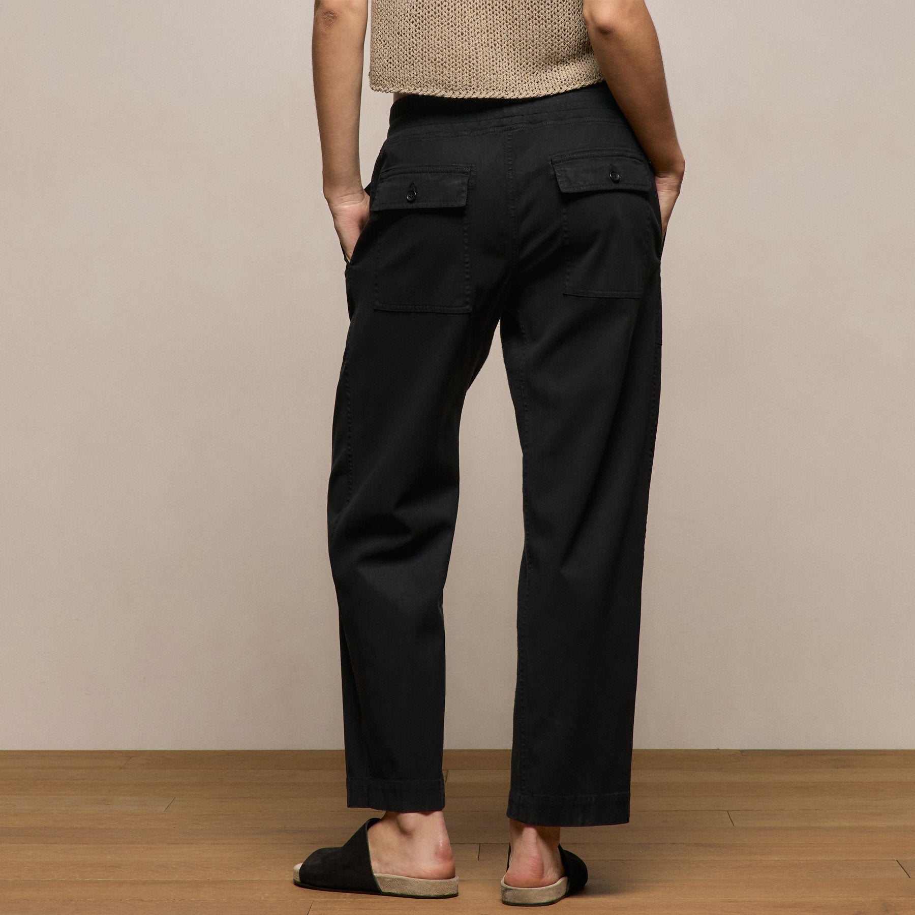 Mixed Media Straight Pant - Black