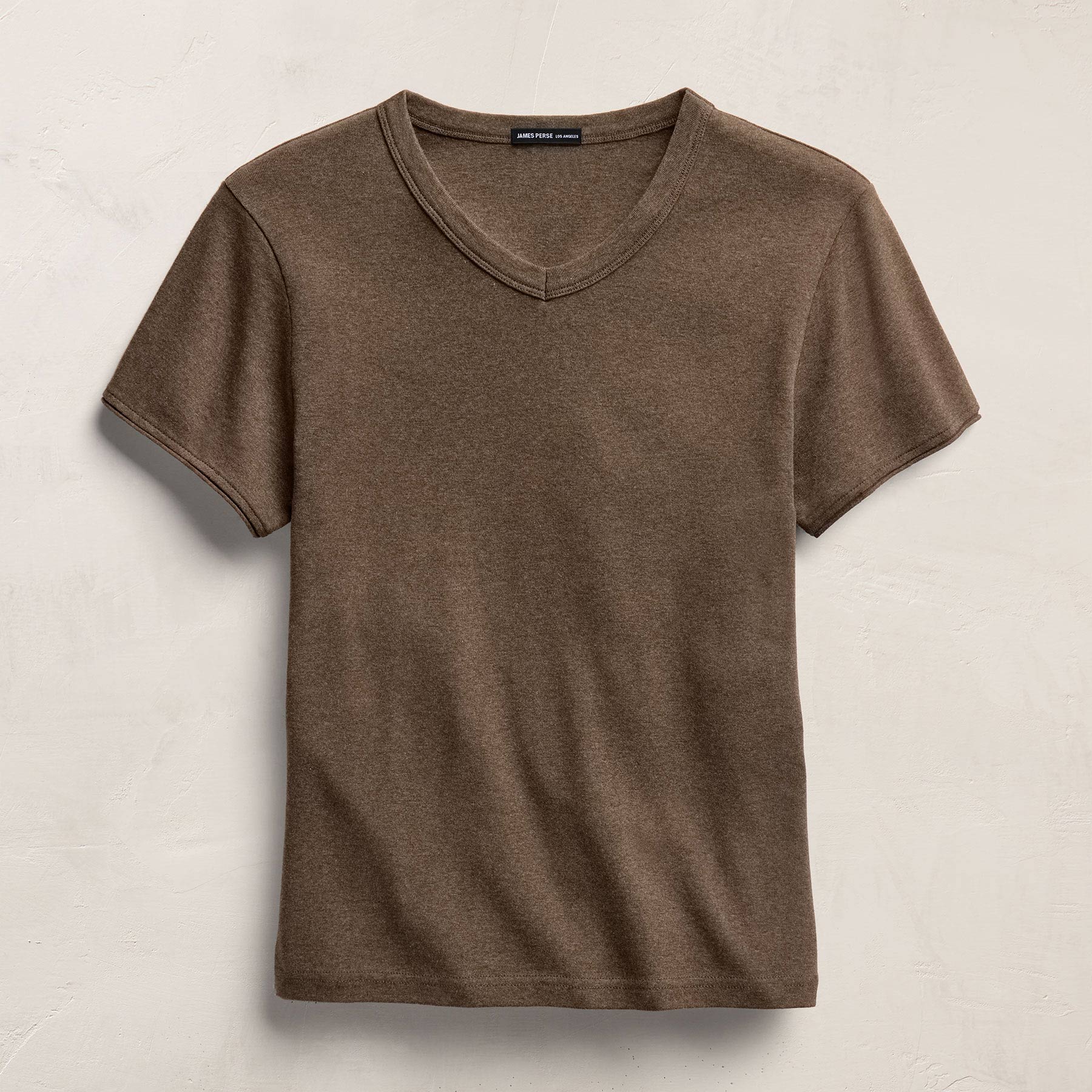 Compact Cotton Baby V Tee - Brown Melange