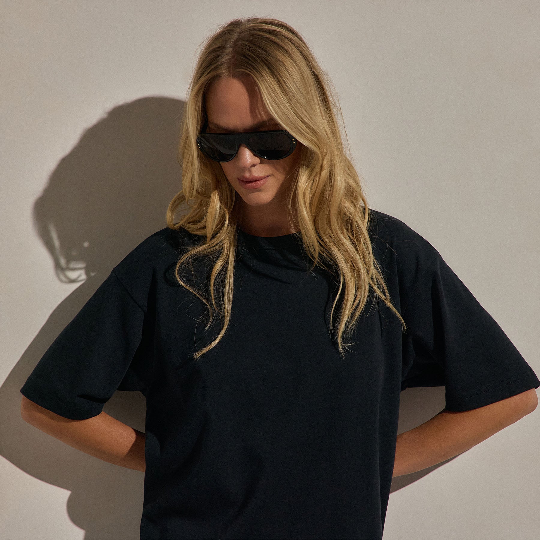 Cotton Jersey Oversized Tee - Black