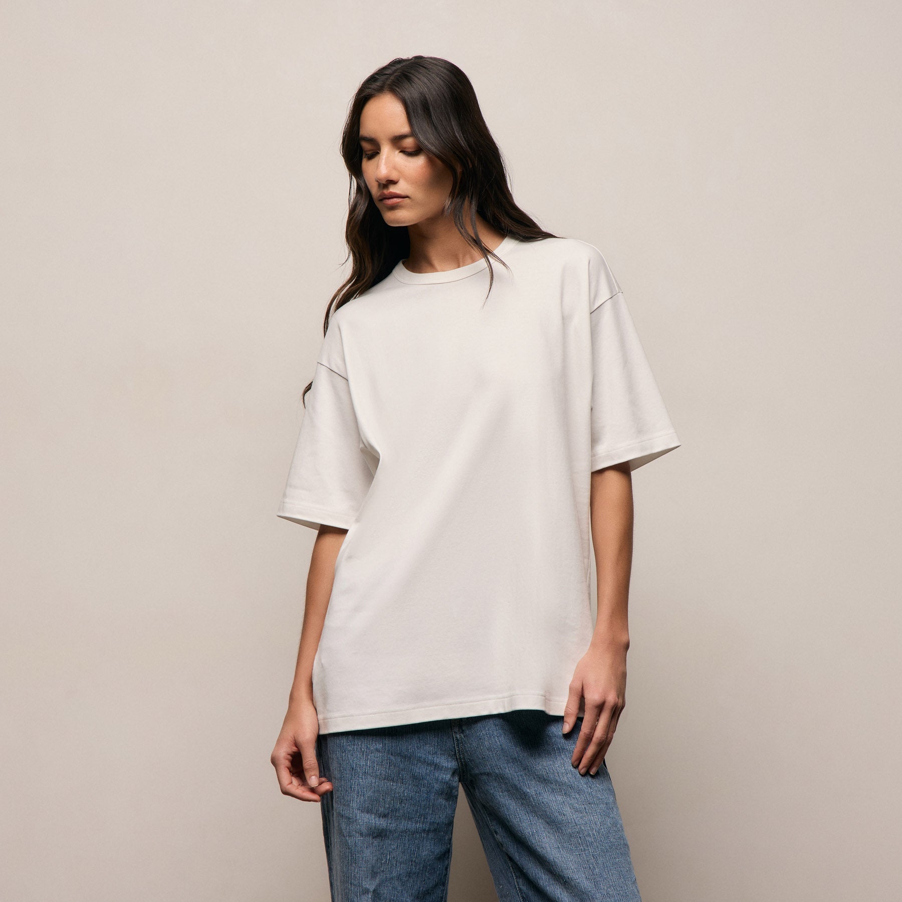 Cotton Jersey Oversized Tee - Off White