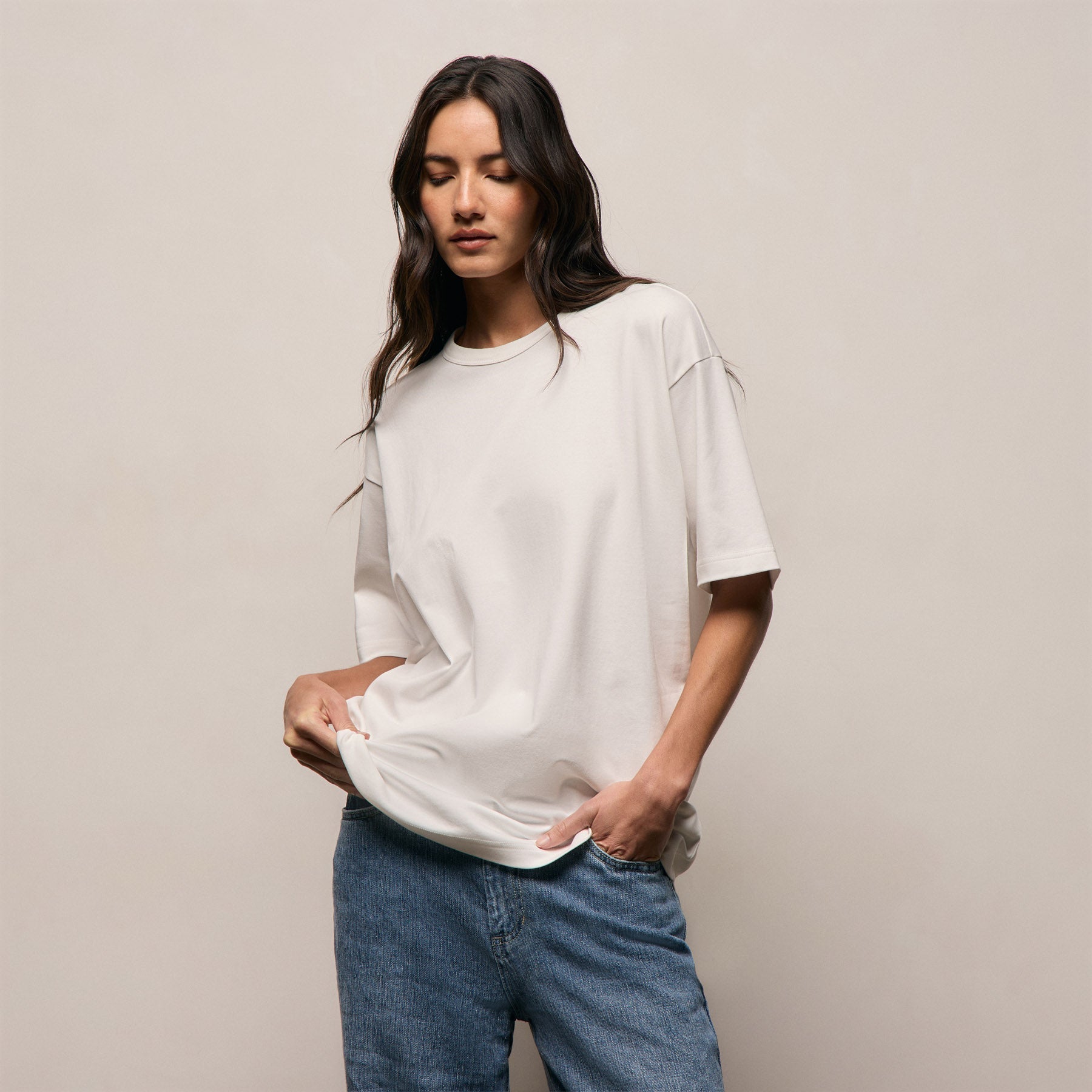 Cotton Jersey Oversized Tee - Off White