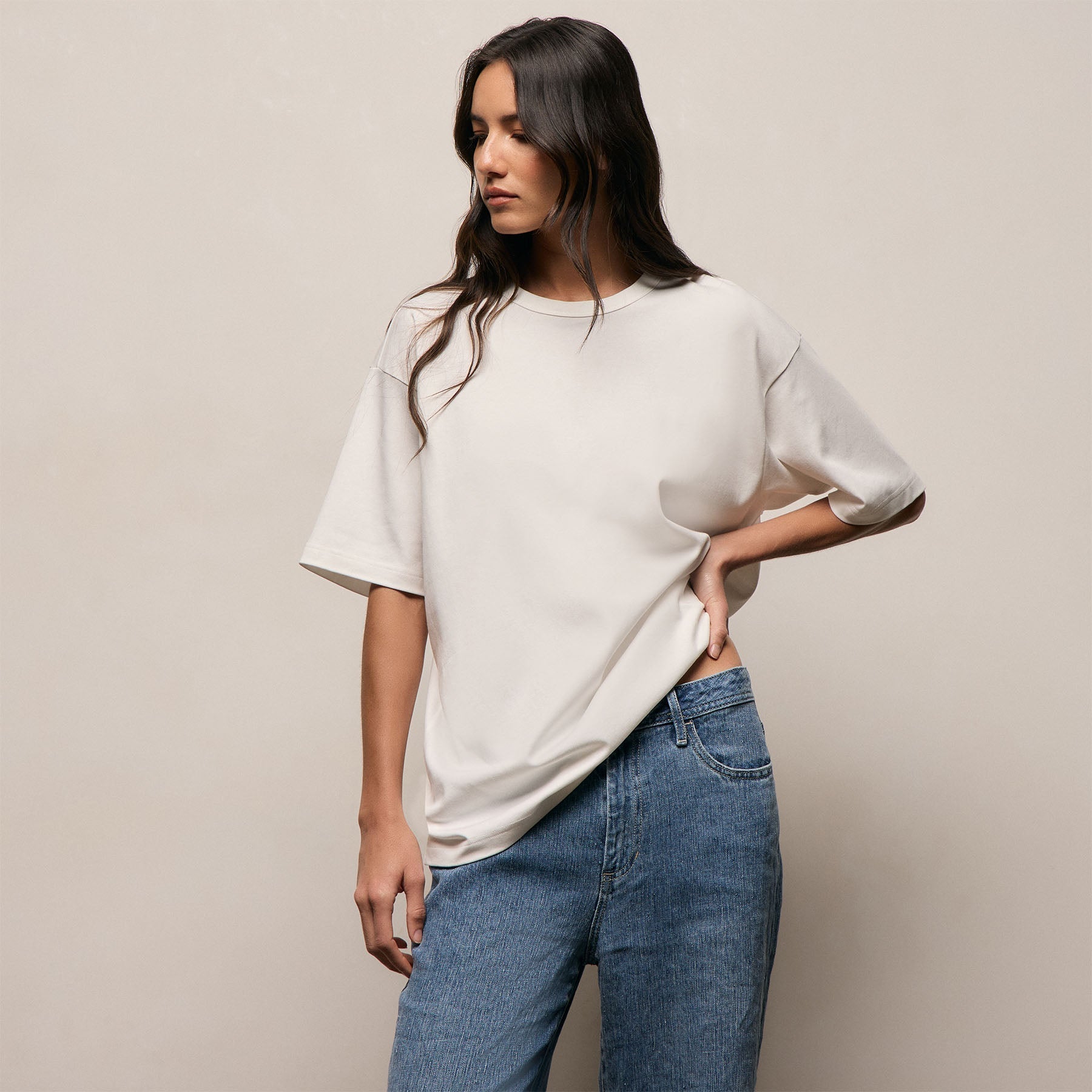 Cotton Jersey Oversized Tee - Off White
