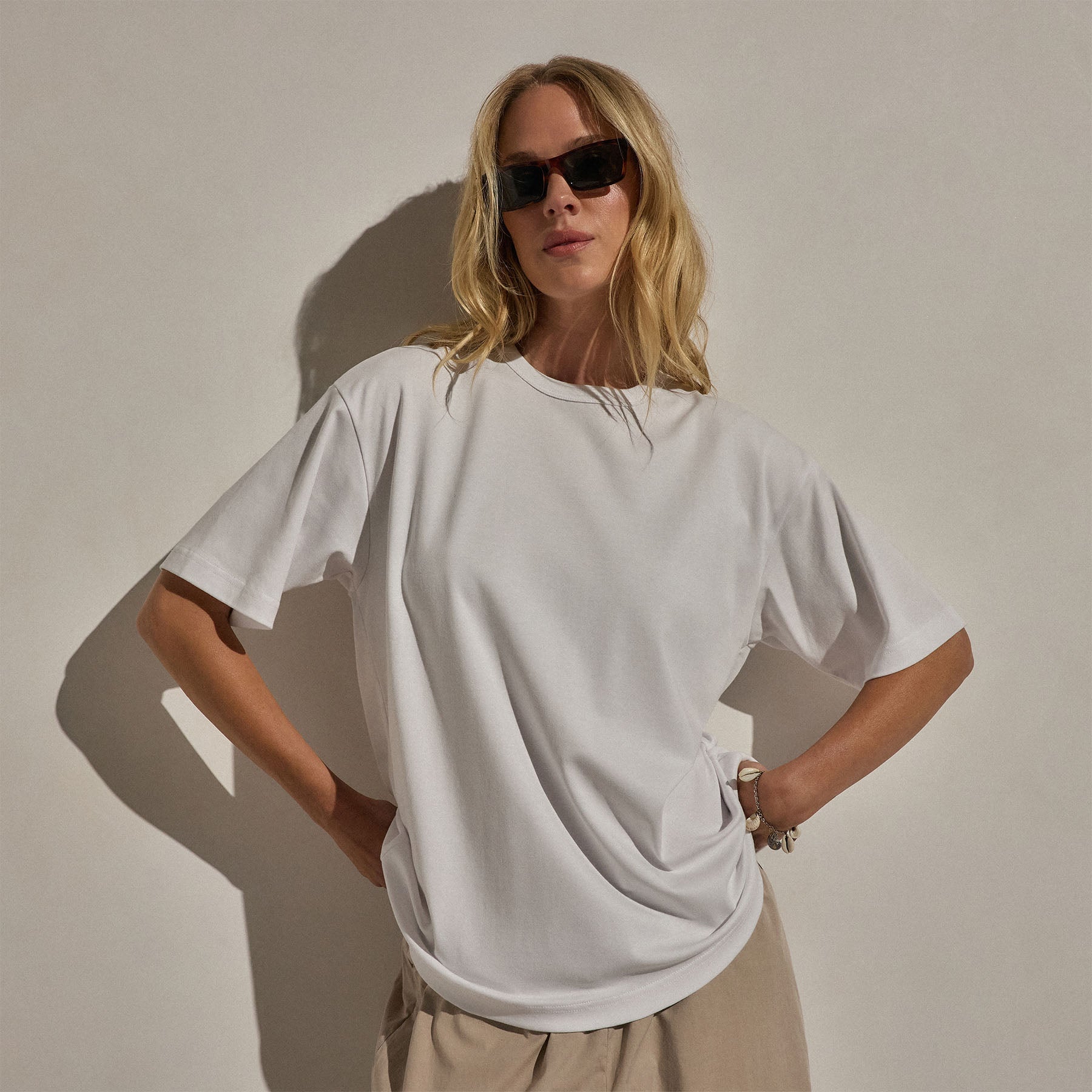 Cotton Jersey Oversized Tee - White