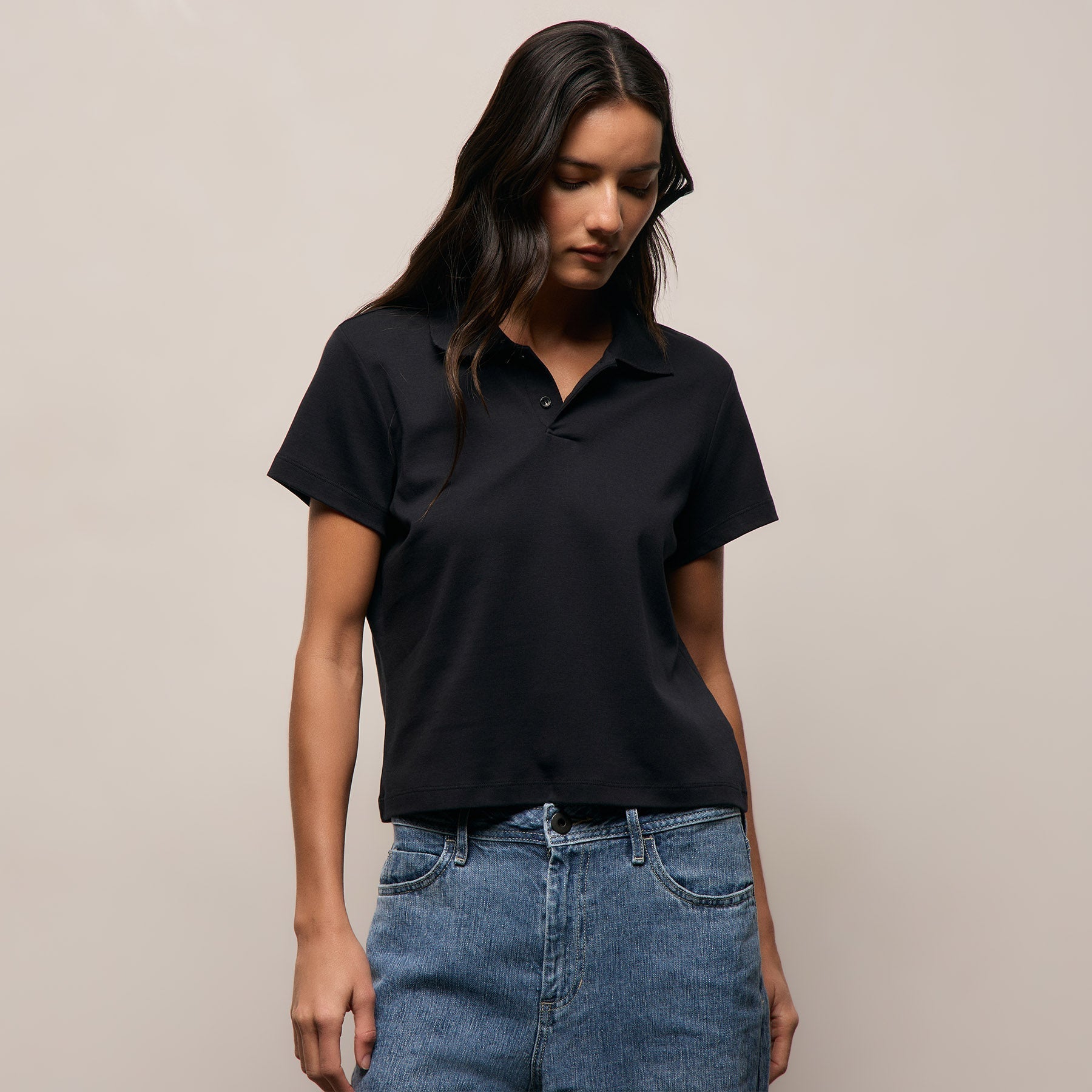 Cotton Jersey Polo - Black