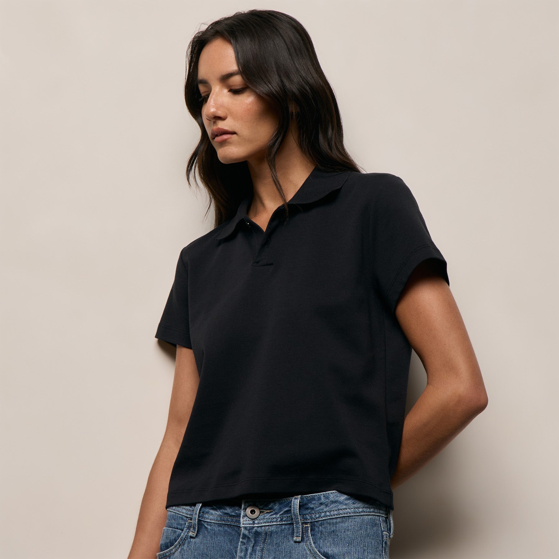 Cotton Jersey Polo - Black