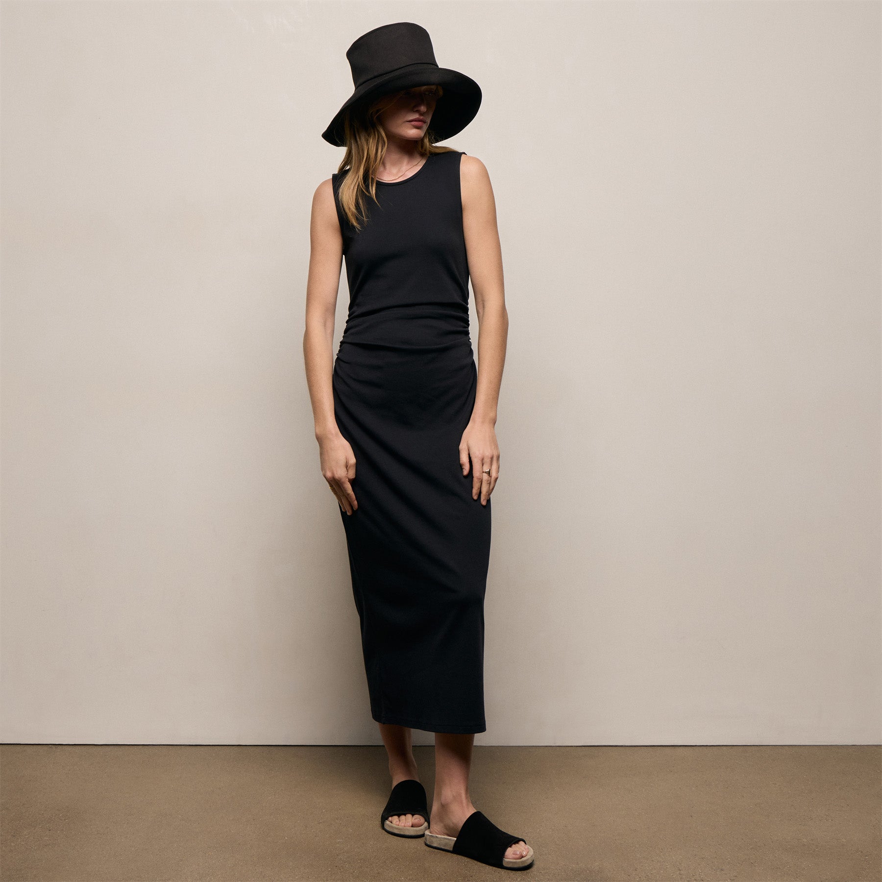 Cotton Jersey Tank Dress - Black