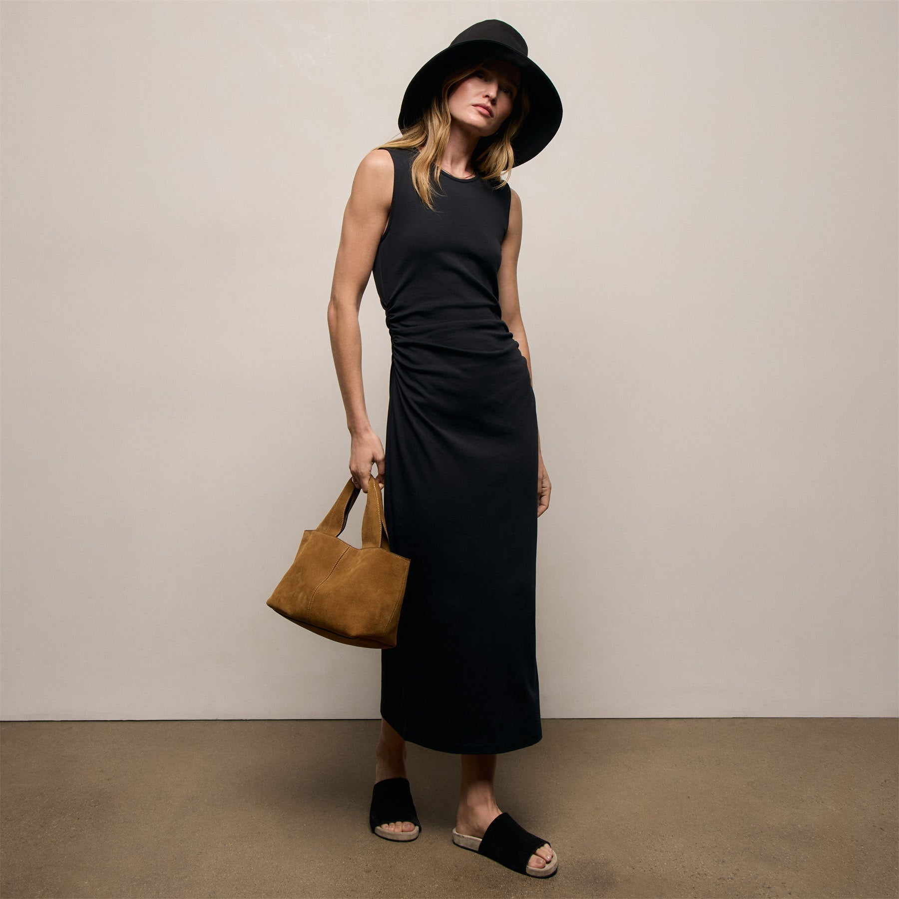 Cotton Jersey Tank Dress - Black