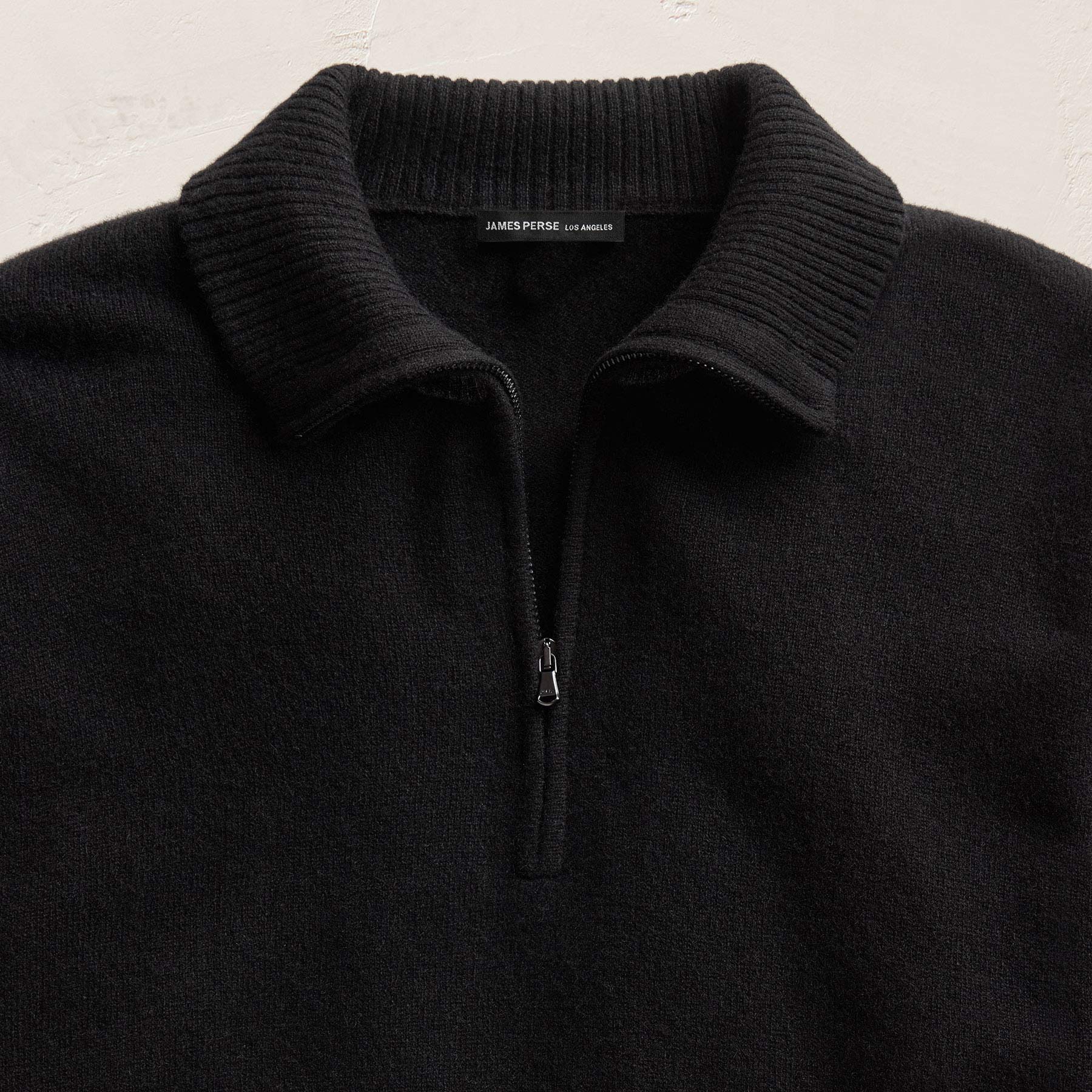 Italian Spun Cashmere Half Zip - Black/Anthracite