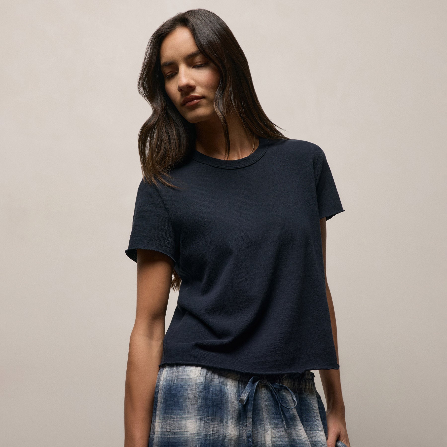 Slub Jersey Shrunken Tee - Classic Navy