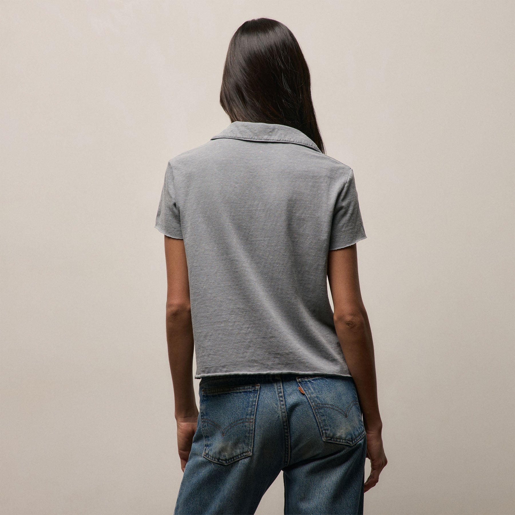 Slub Jersey Open Polo - Ore Pigment