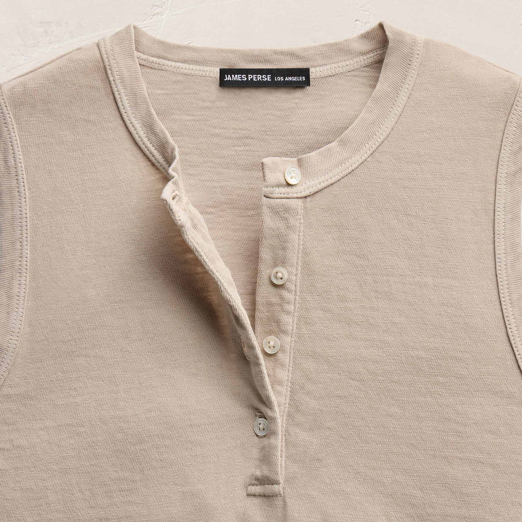 Slub Jersey Henley Tank - Stone Pigment