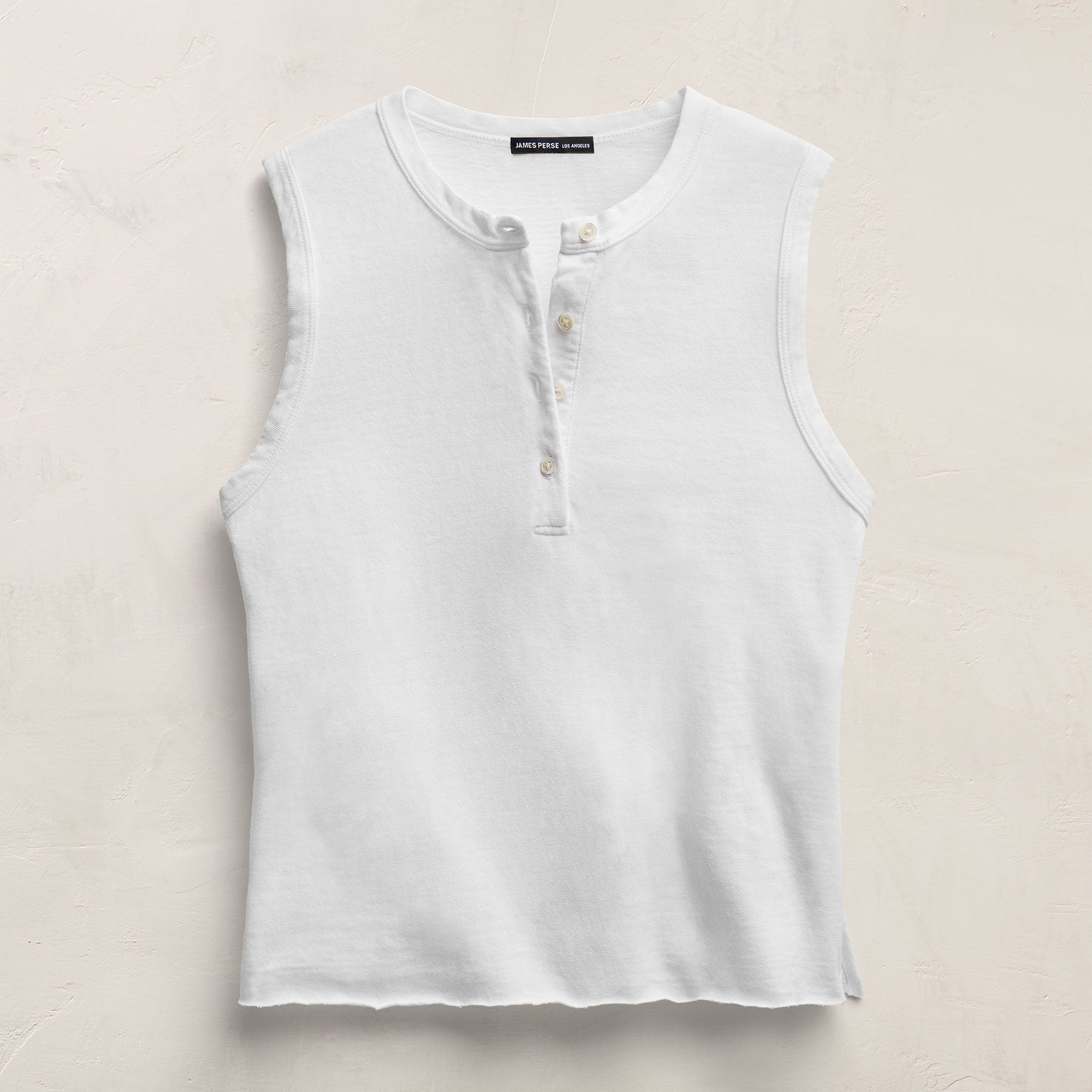 Slub Jersey Henley Tank - White
