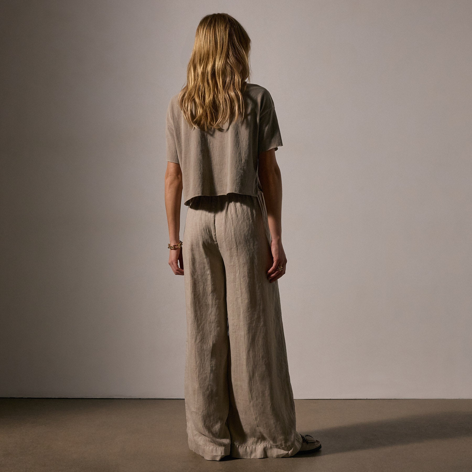 Lightweight Linen Wide Leg Pant - Overcast Pigment