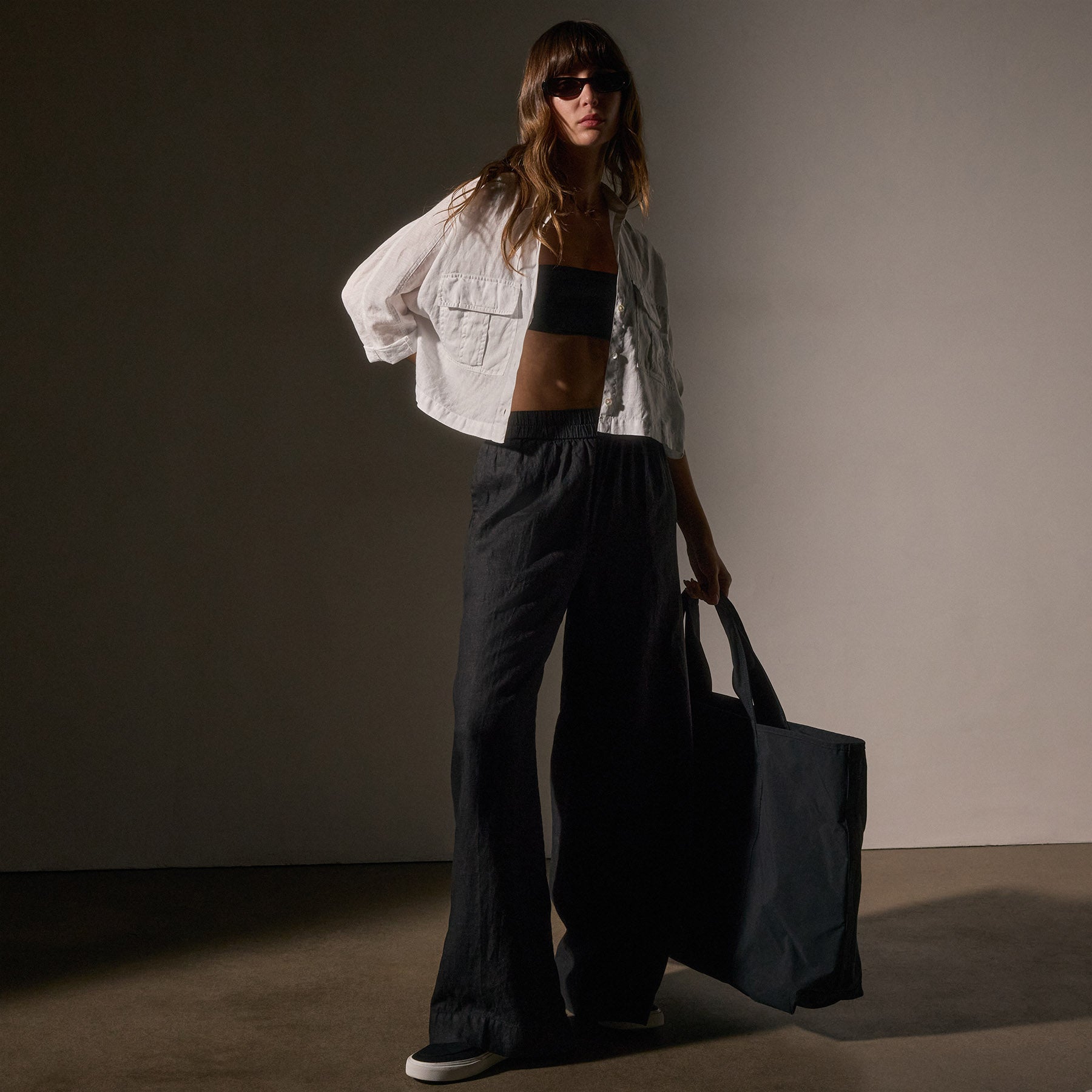 Large Matte Nylon Tote - Black
