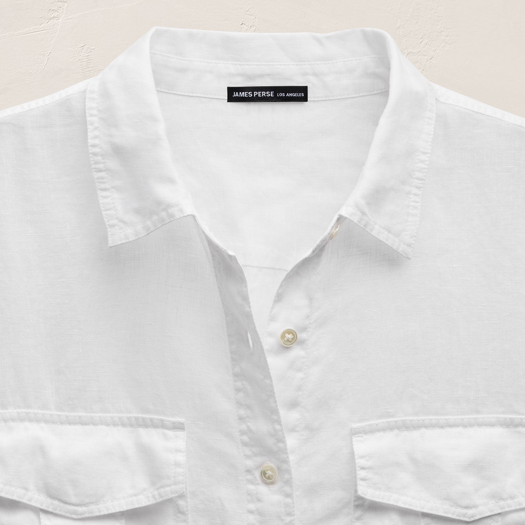 Linen Short Sleeve Utility Shirt - White