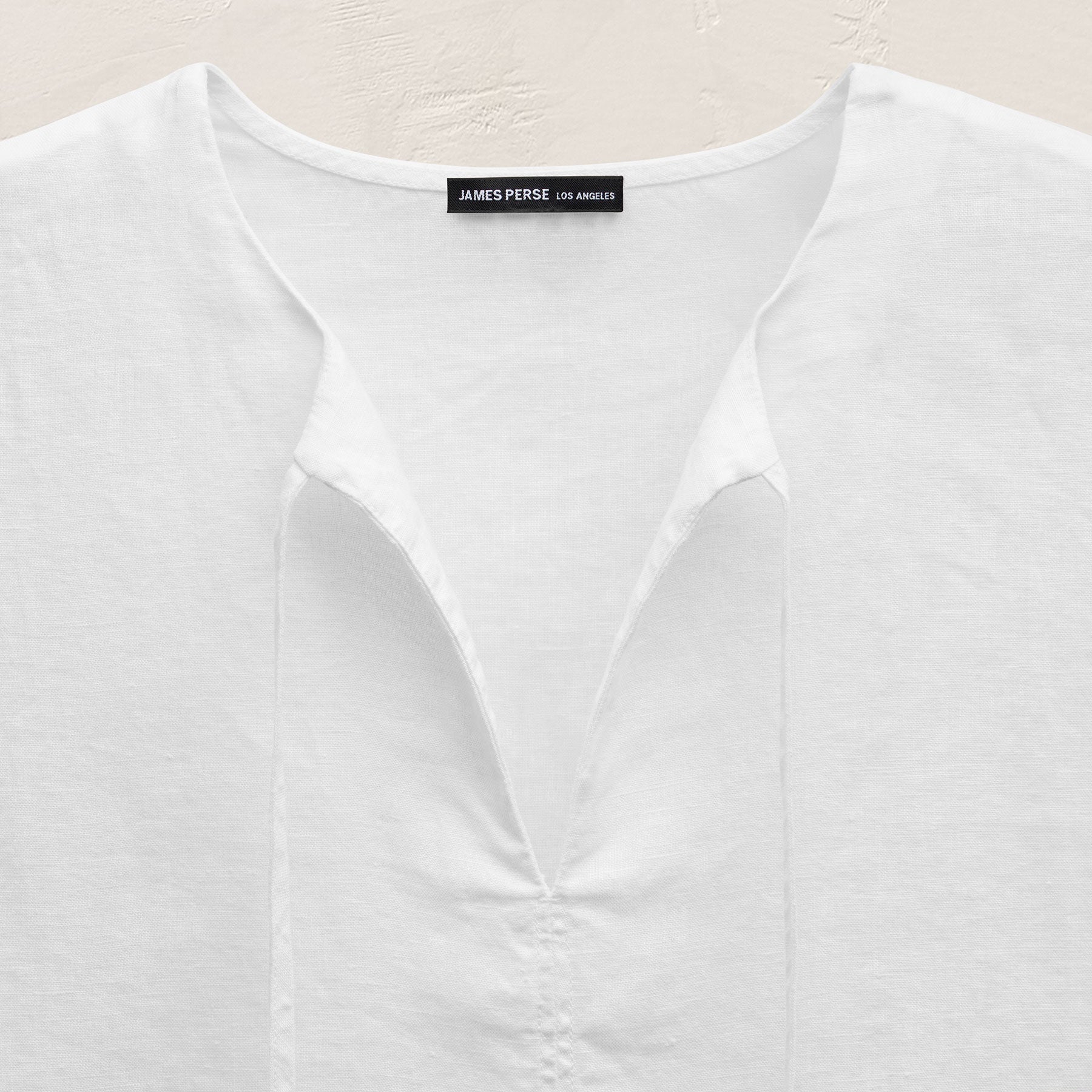 Linen Tie Front Tunic Top - White