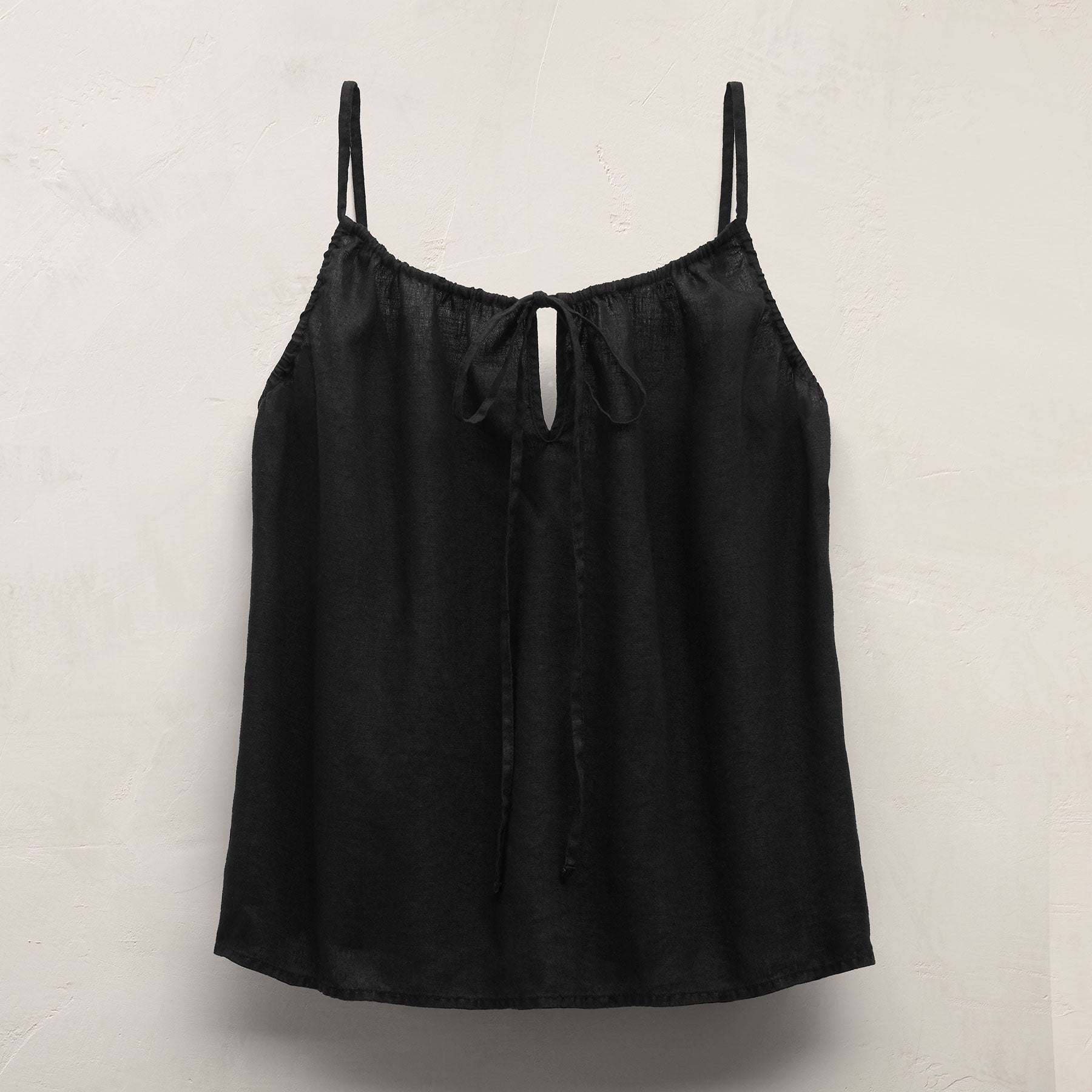 Linen Strappy Tie Cami - Black
