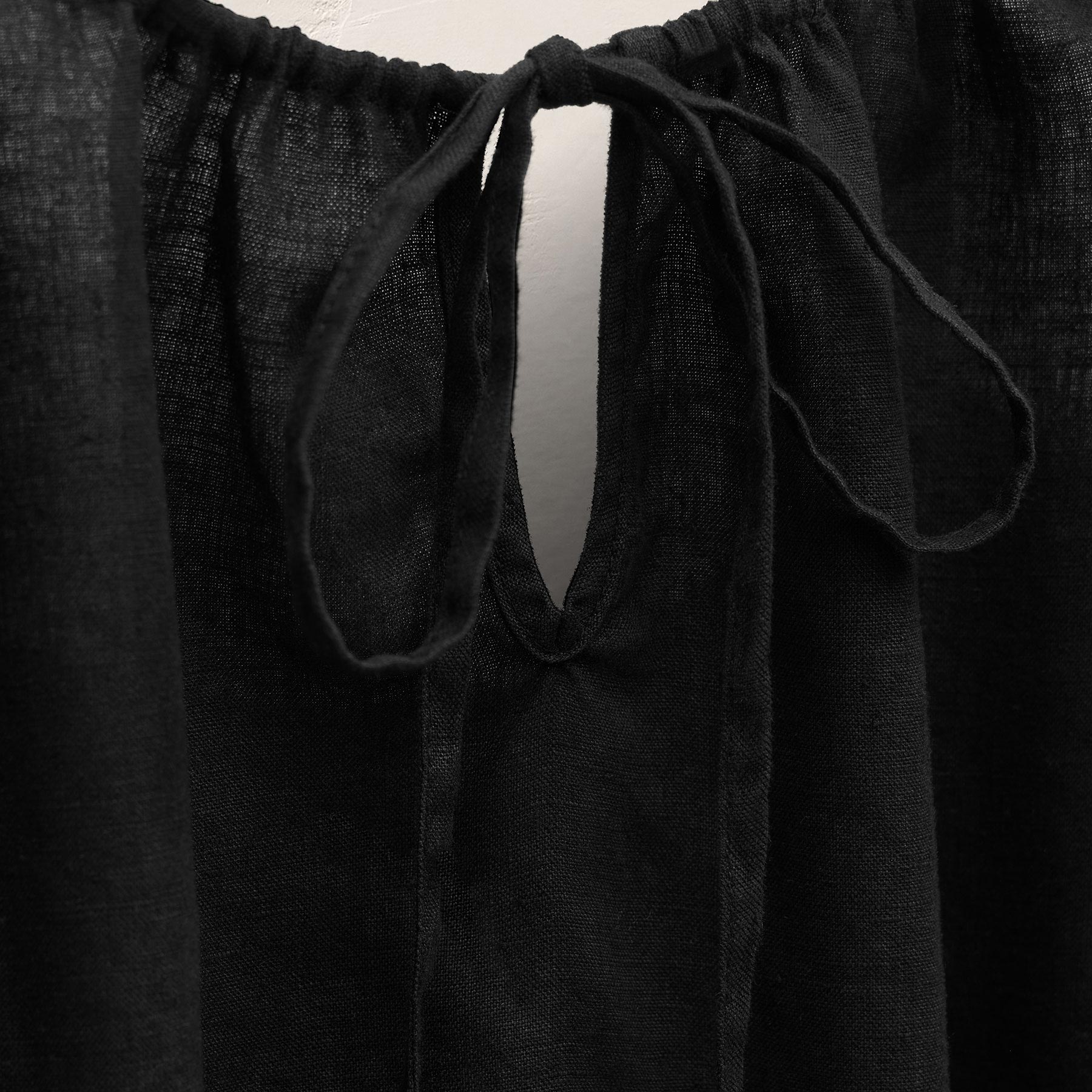 Linen Strappy Tie Cami - Black