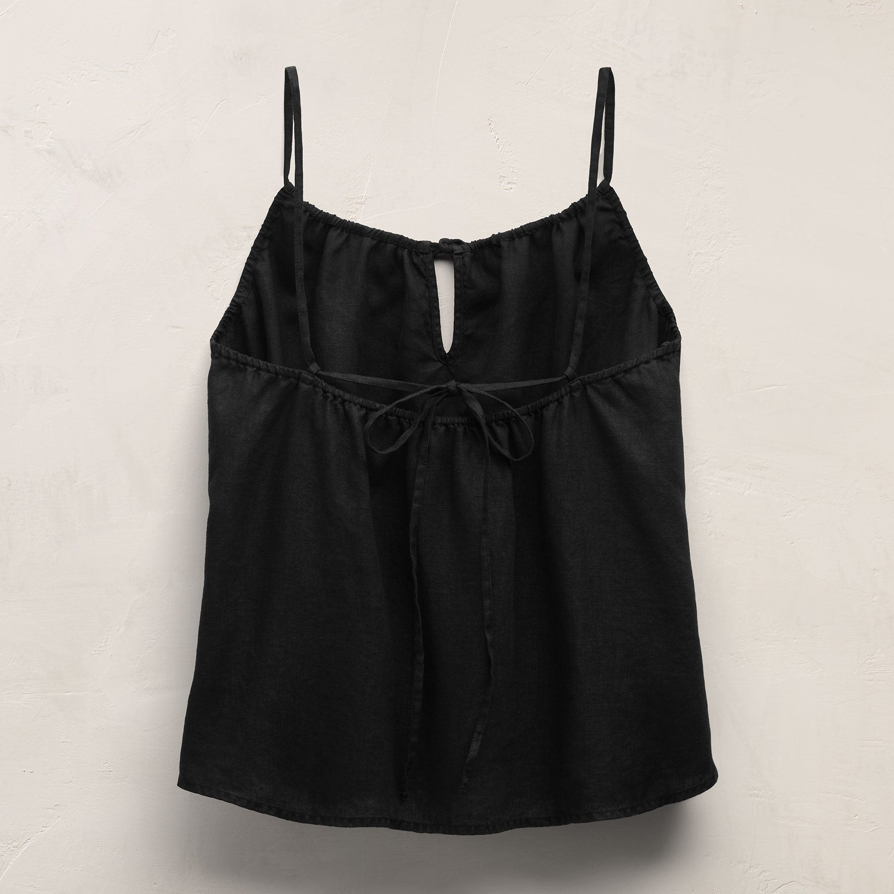 Linen Strappy Tie Cami - Black