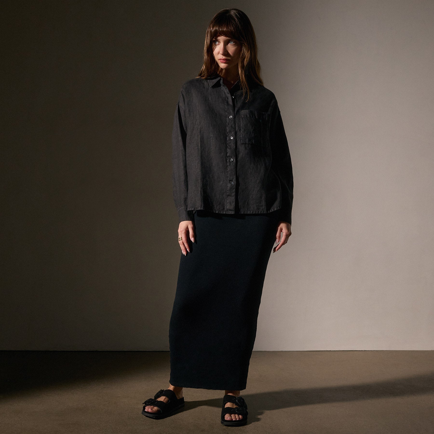 Linen Oversized Shirt - Black