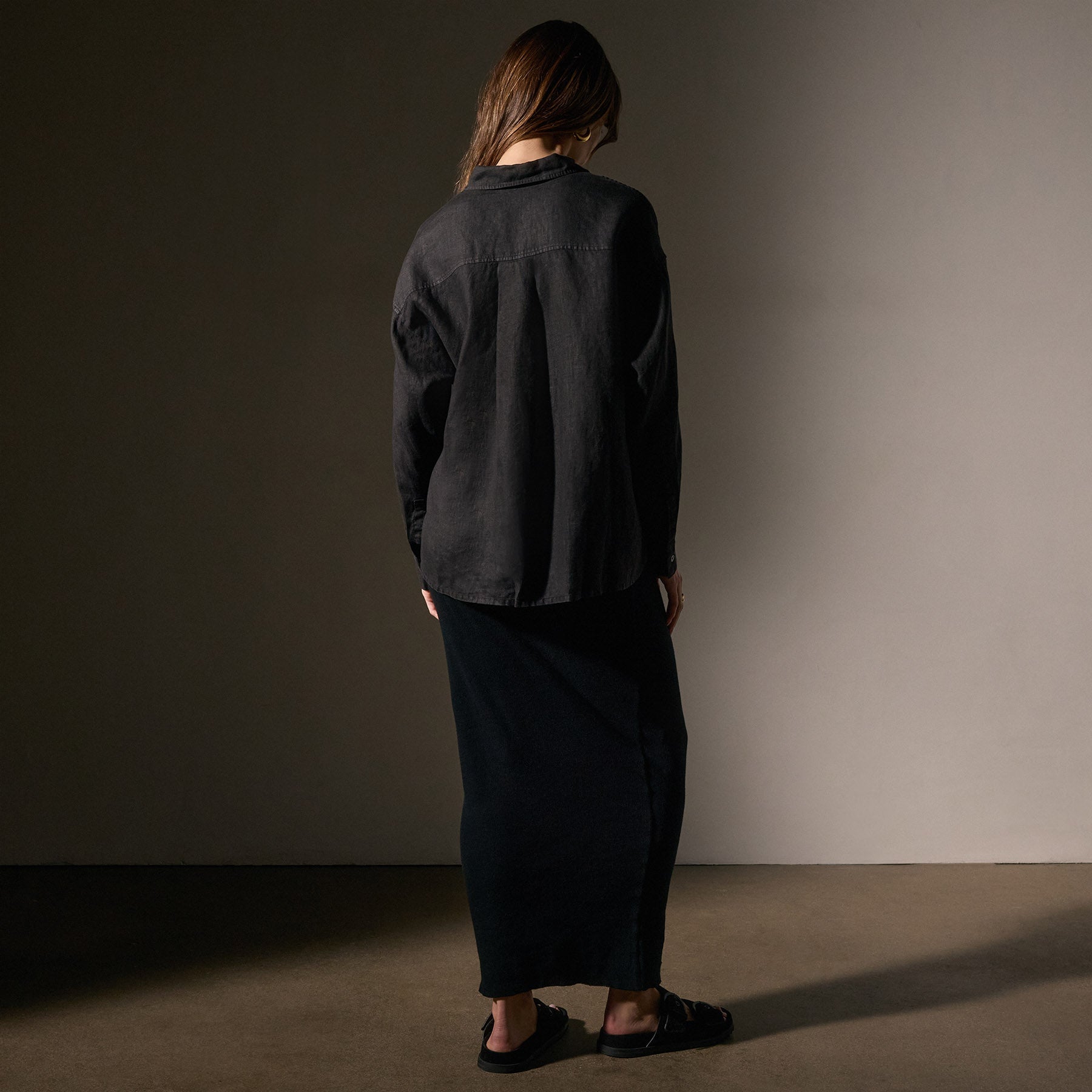 Linen Oversized Shirt - Black