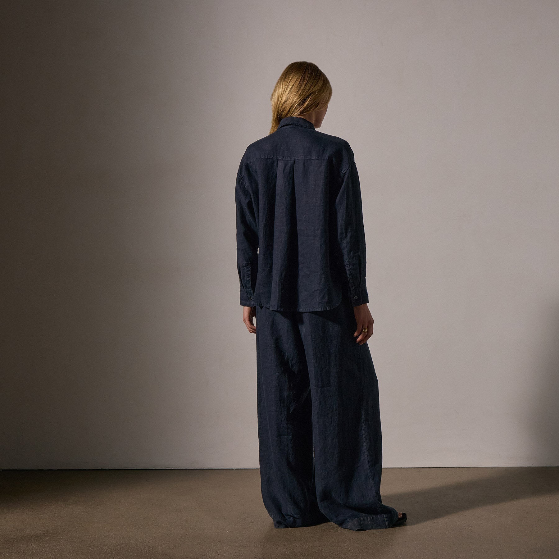 Linen Oversized Shirt - Classic Navy