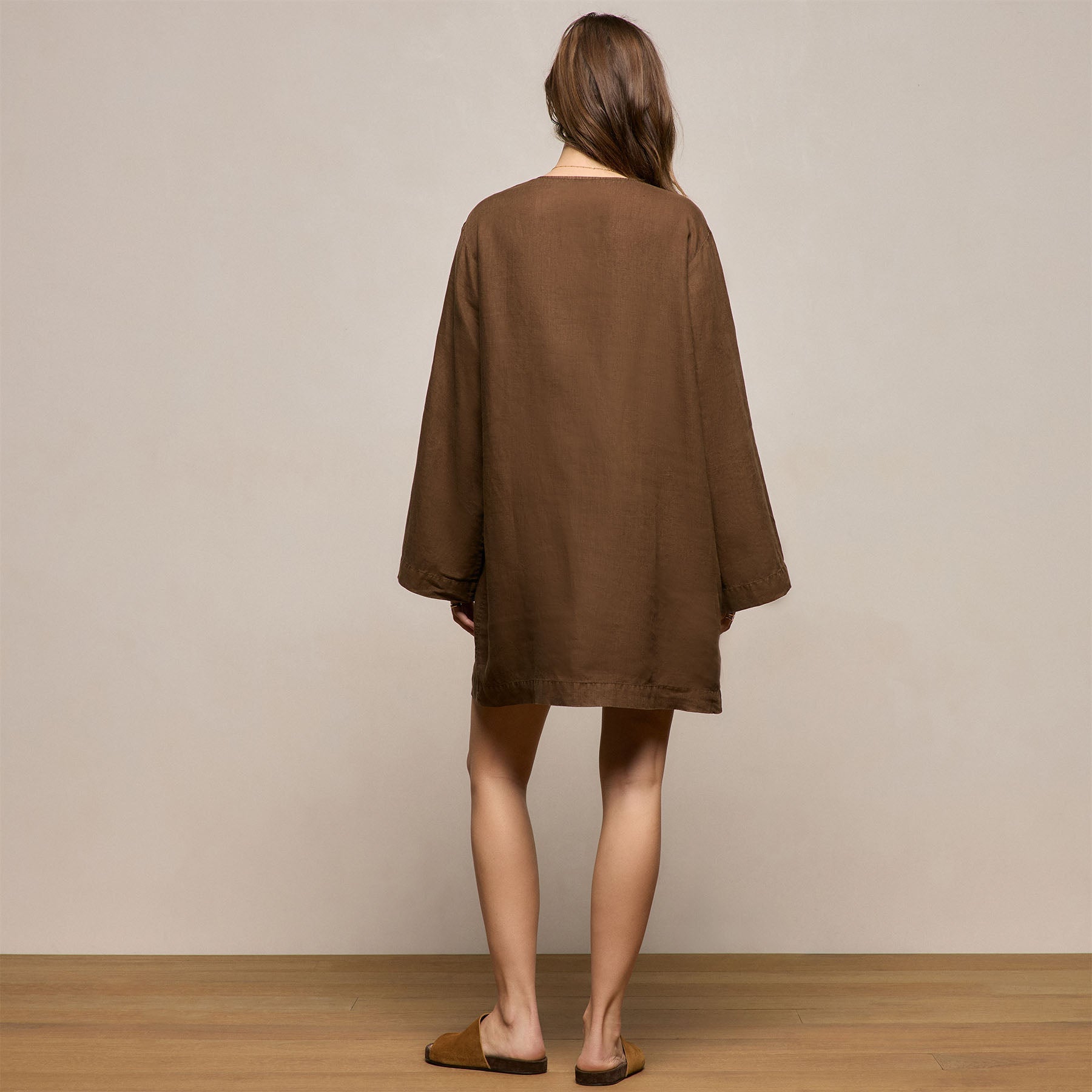 Lightweight Linen Tunic Dress - Cocoa Pigment