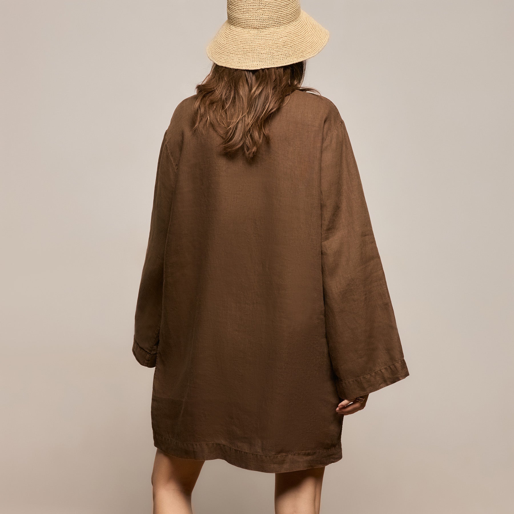 Lightweight Linen Tunic Dress - Cocoa Pigment