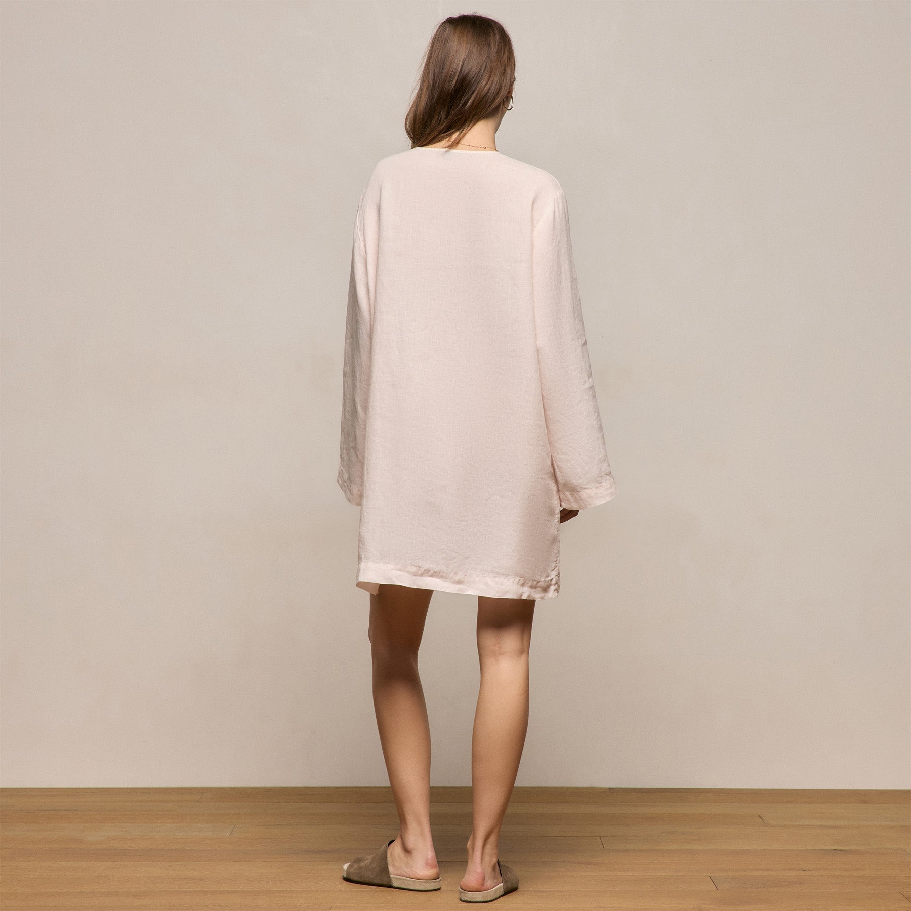 Lightweight Linen Tunic Dress - Light Rose Quartz Pigment