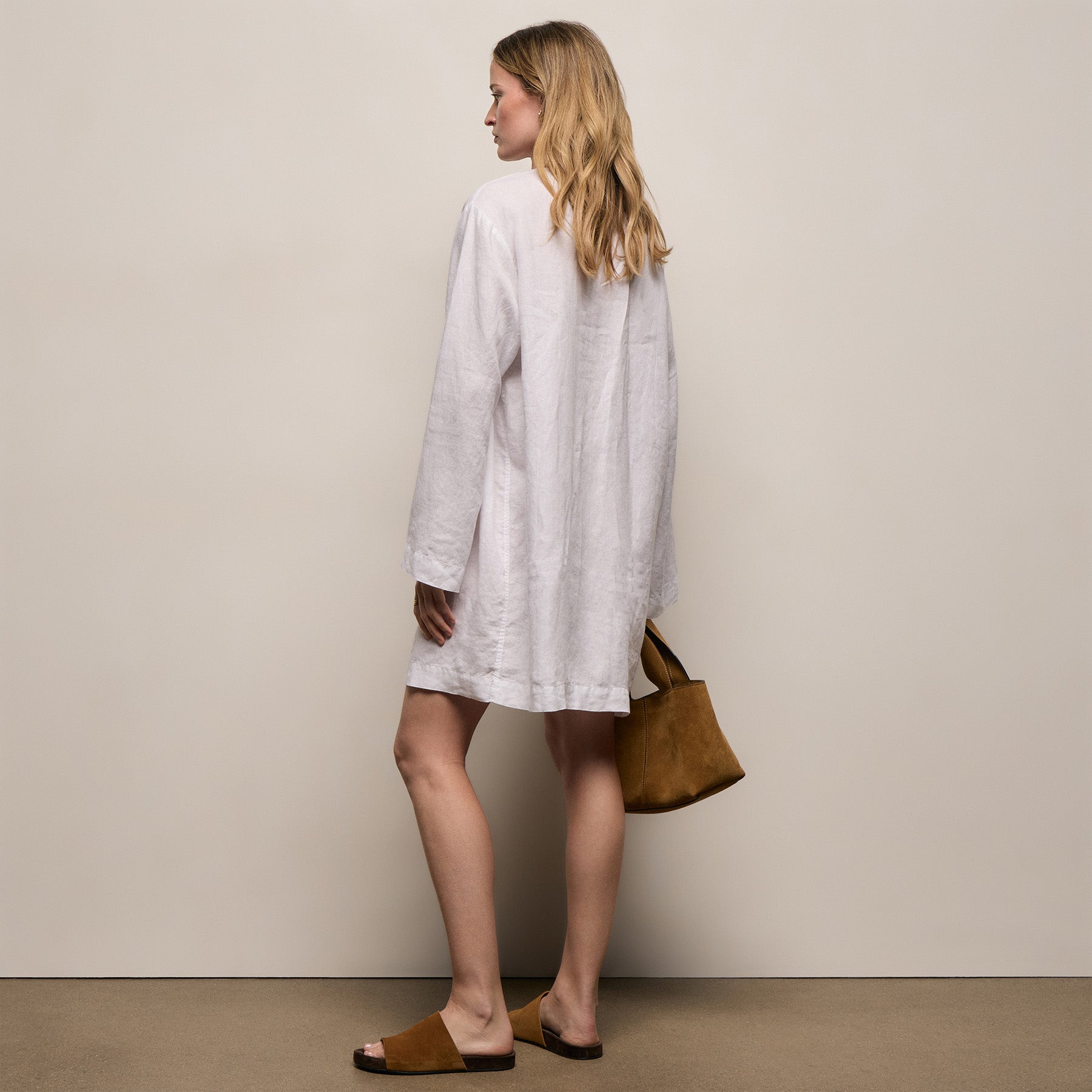 Lightweight Linen Tunic Dress - White