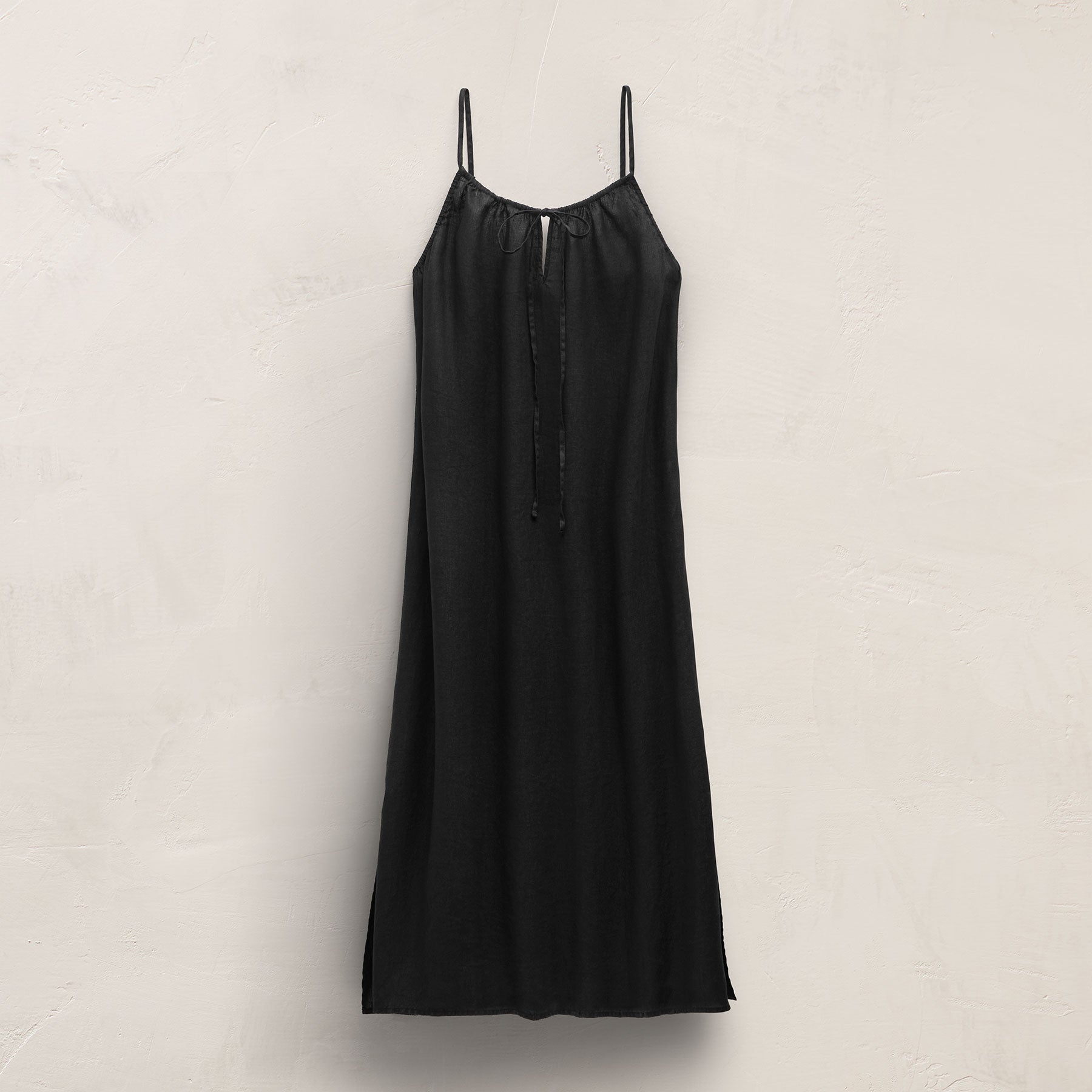 Lightweight Linen Strappy Cami Dress - Black