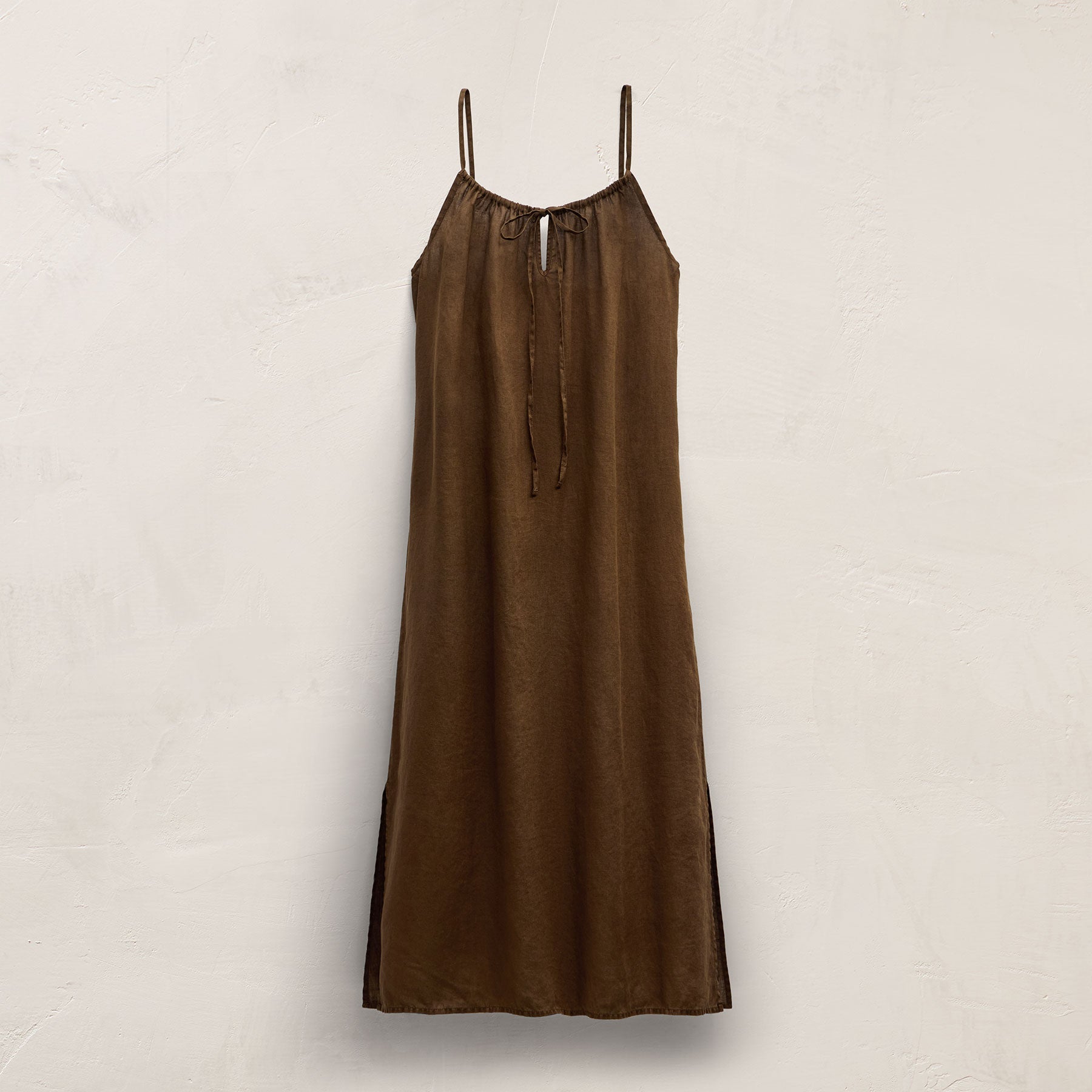 Lightweight Linen Strappy Cami Dress - Cocoa Pigment