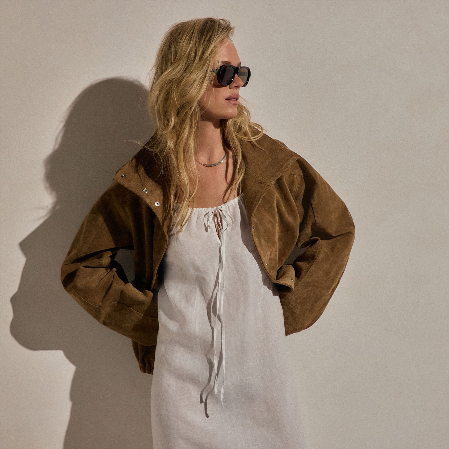 Lightweight Linen Strappy Cami Dress - White