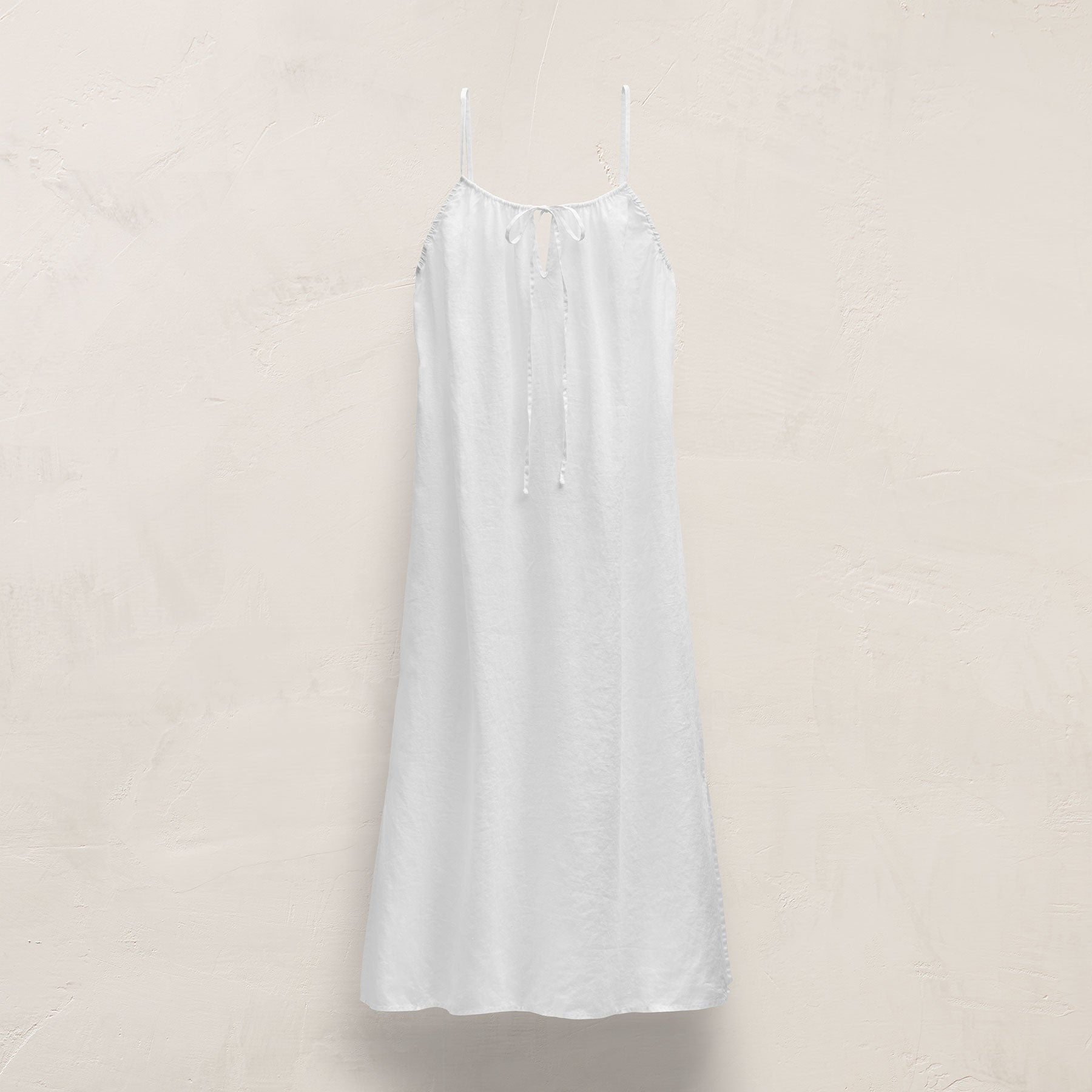Lightweight Linen Strappy Cami Dress - White