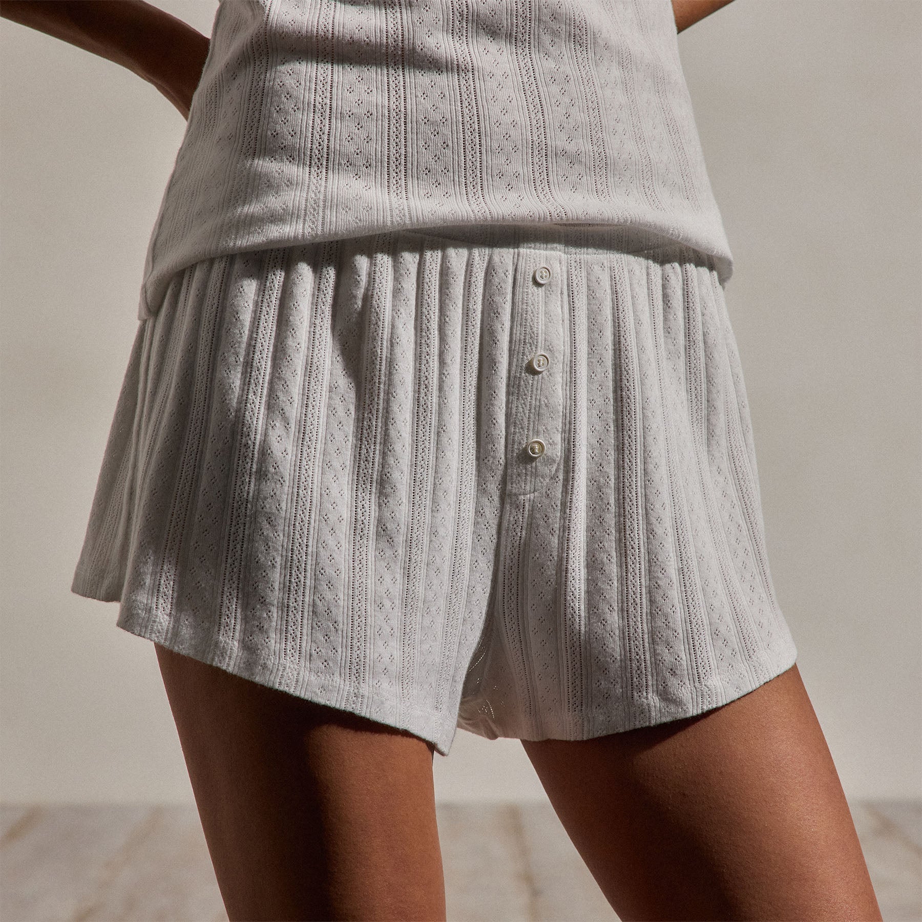 Pointelle Shortie - White