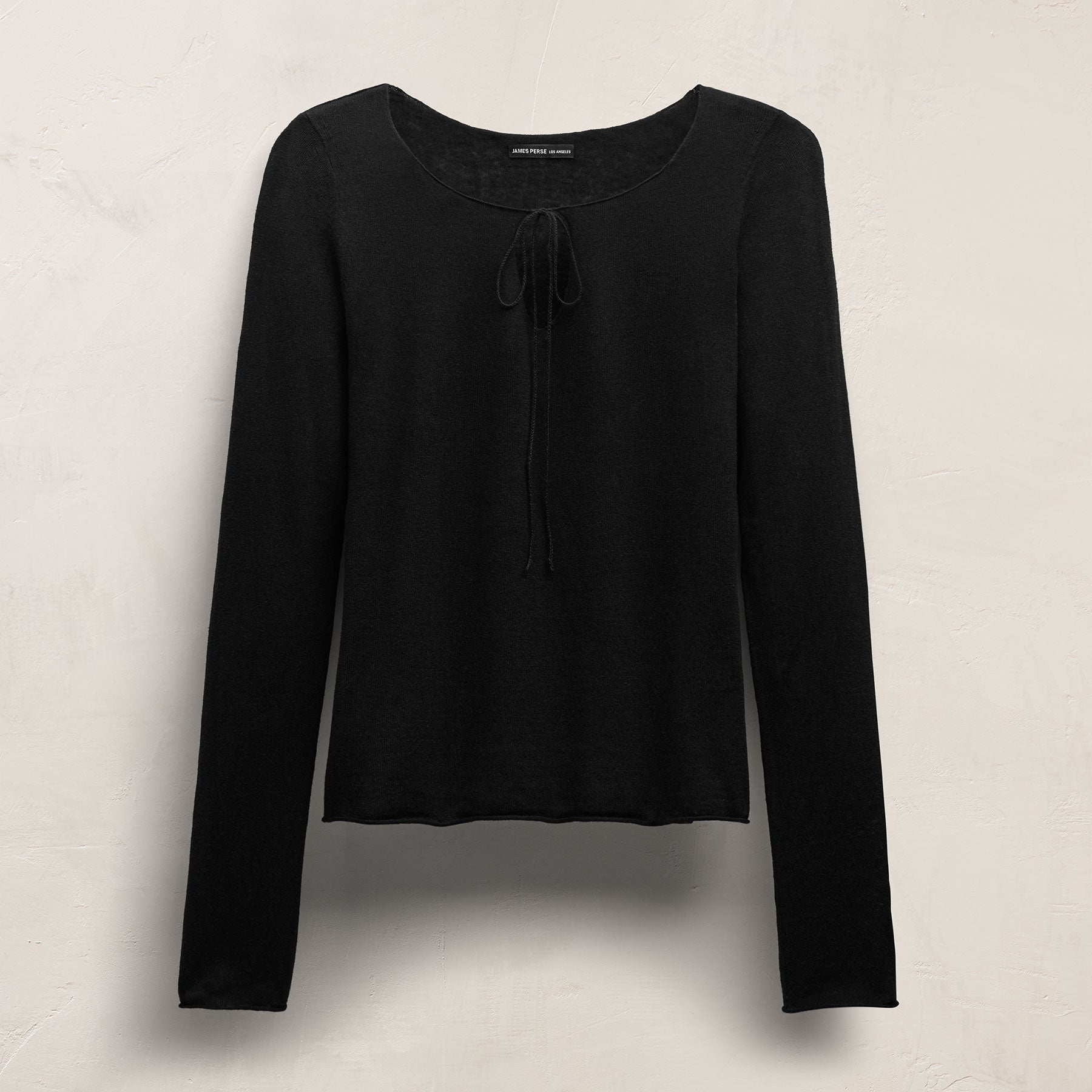 Linen Cotton Keyhole Sweater - Black