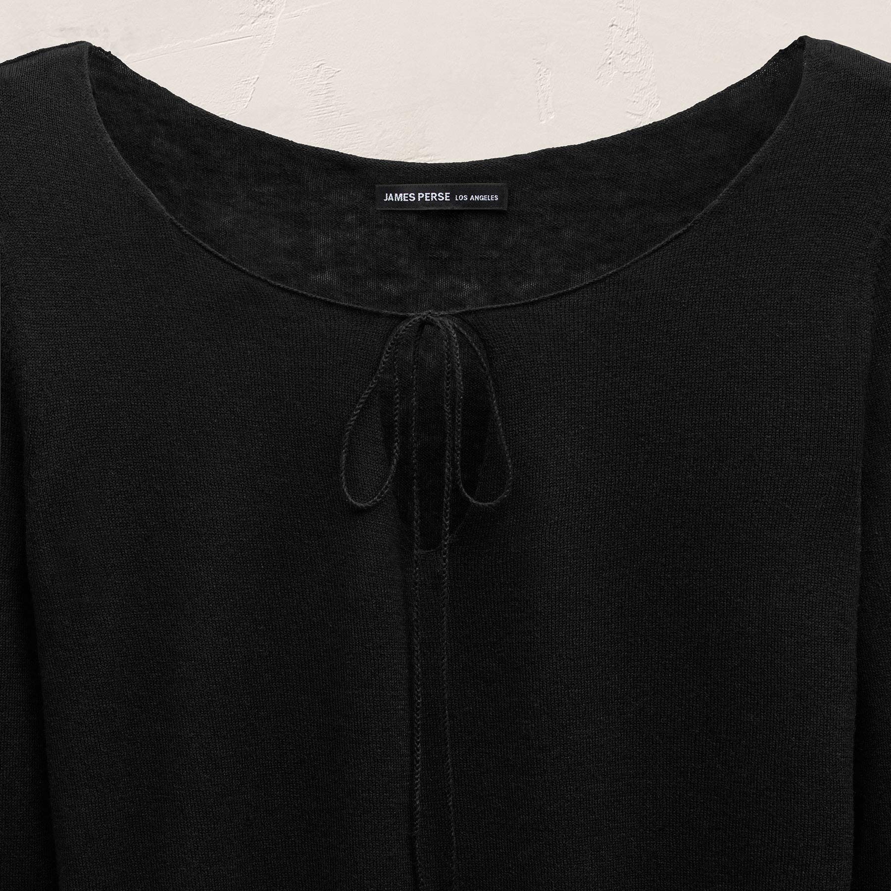 Linen Cotton Keyhole Sweater - Black