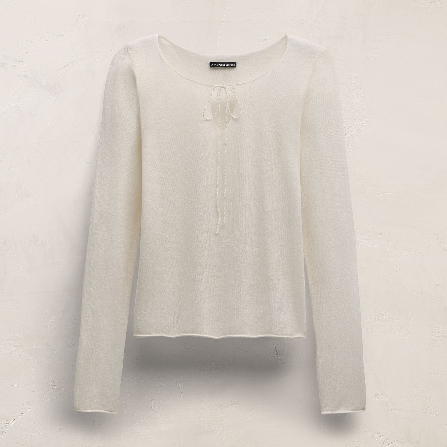 Linen Cotton Keyhole Sweater - Off White