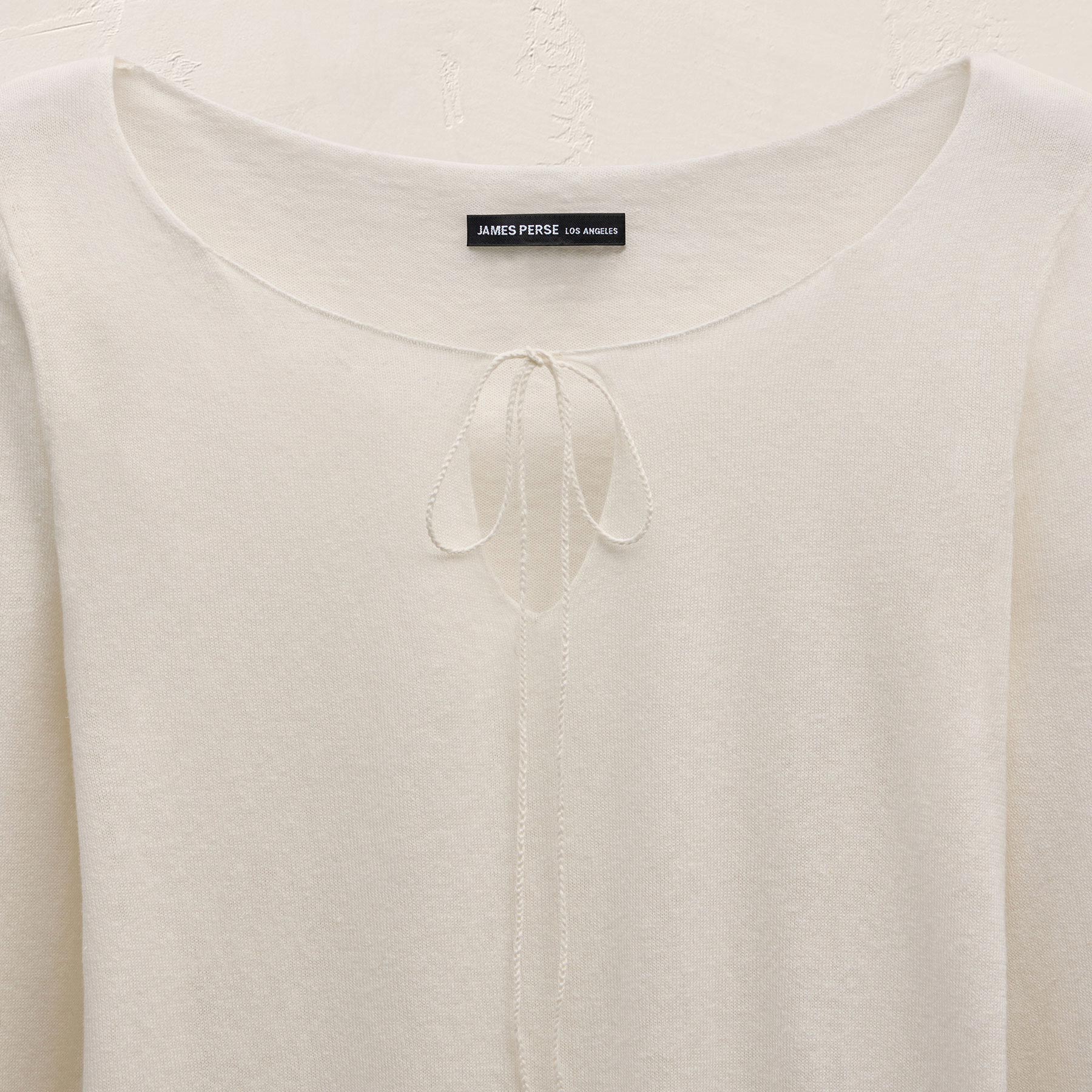 Linen Cotton Keyhole Sweater - Off White