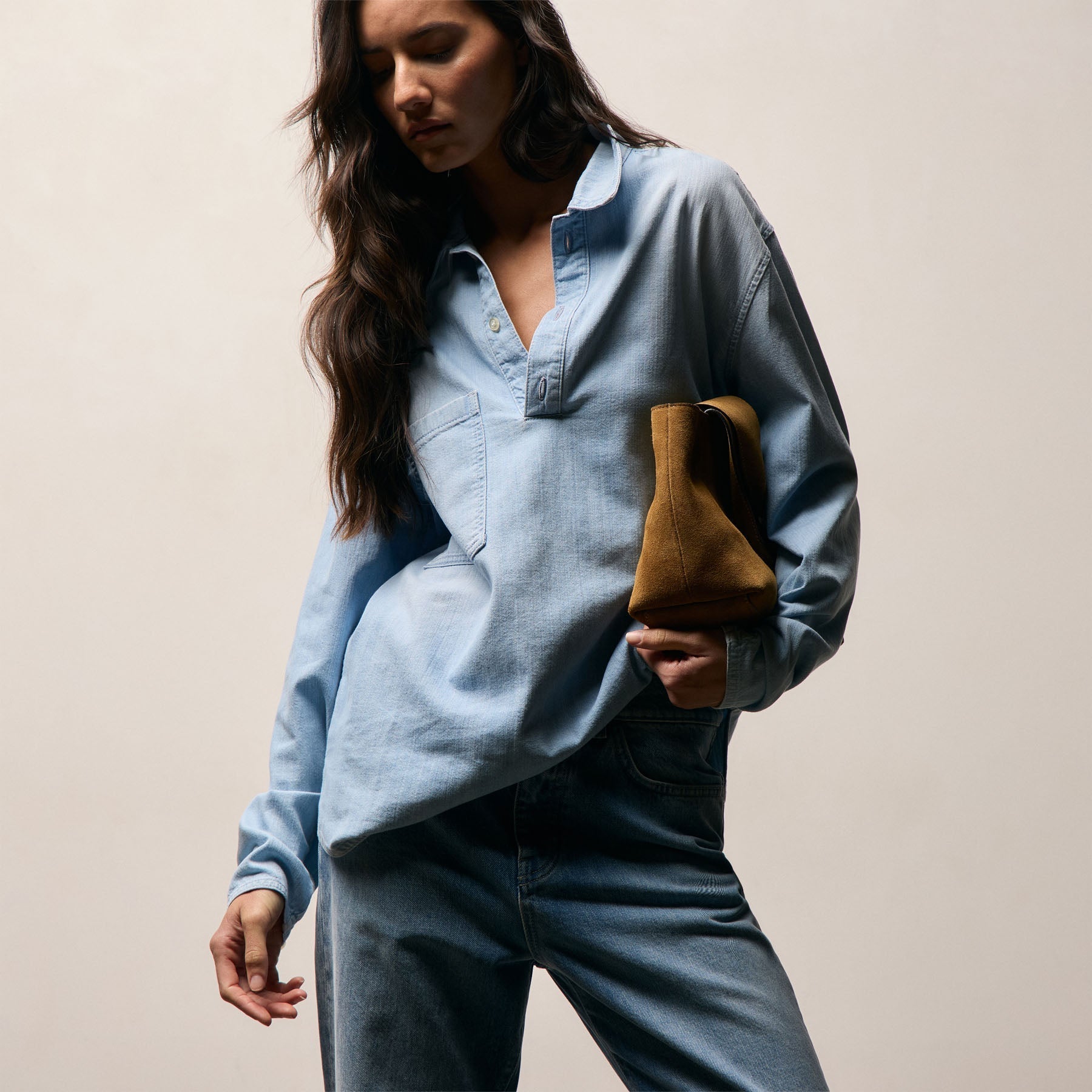 Lightweight Denim Patch Pocket Top - Malibu Vintage