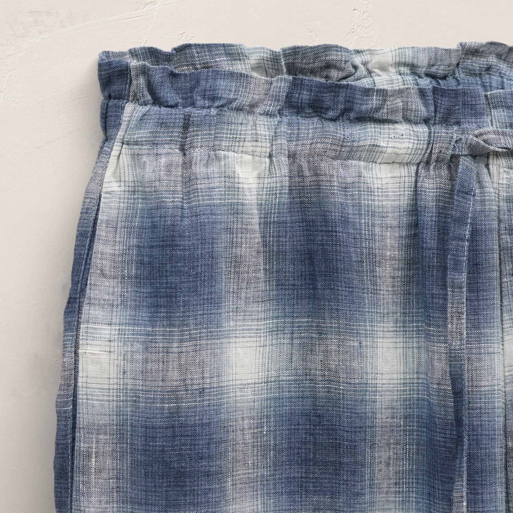 Plaid Linen Beach Pant - Blue Plaid