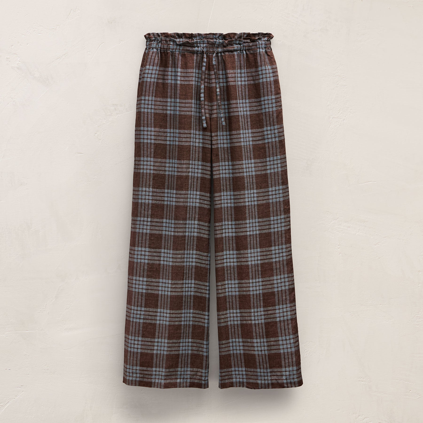 Plaid Linen Beach Pant - Plum Plaid