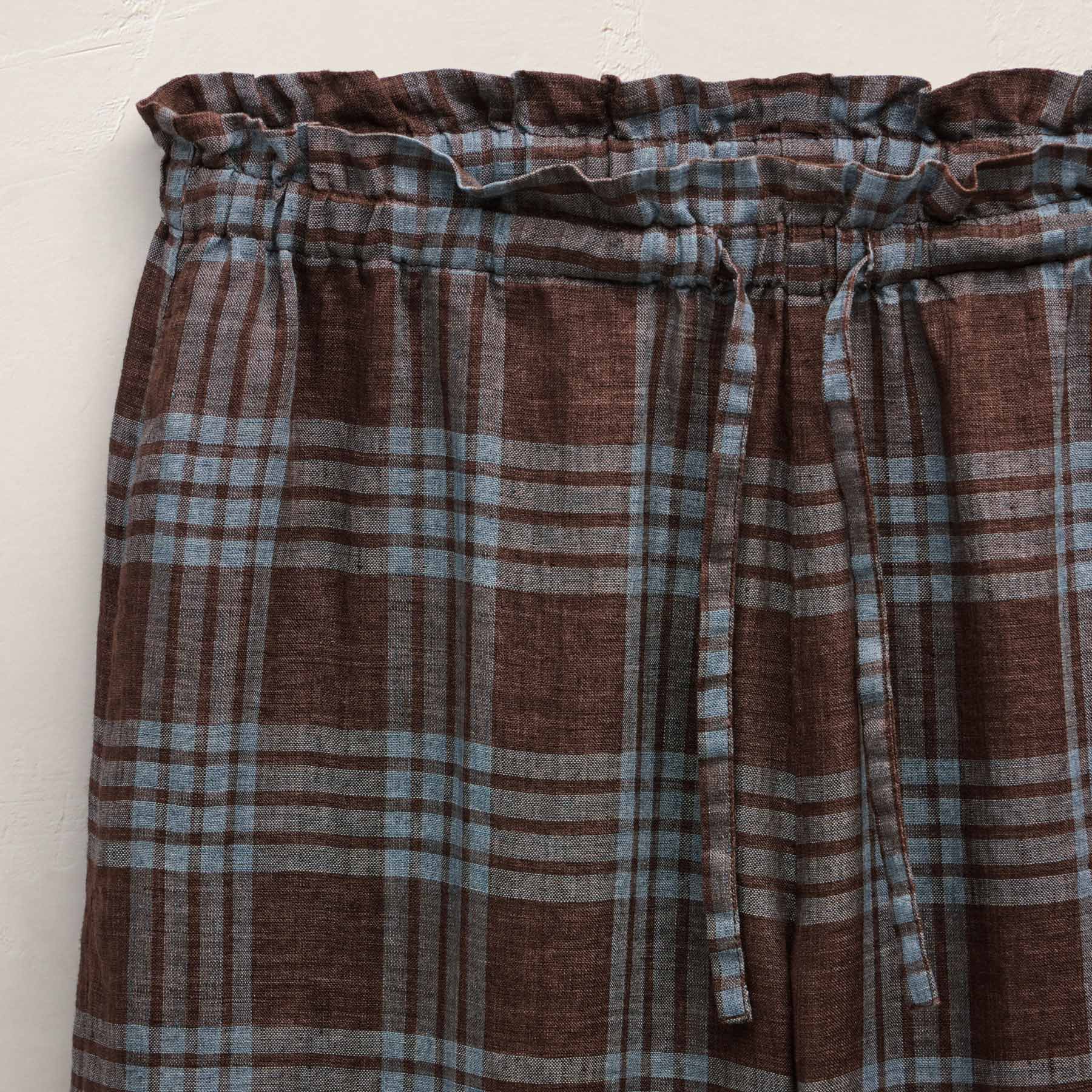 Plaid Linen Beach Pant - Plum Plaid