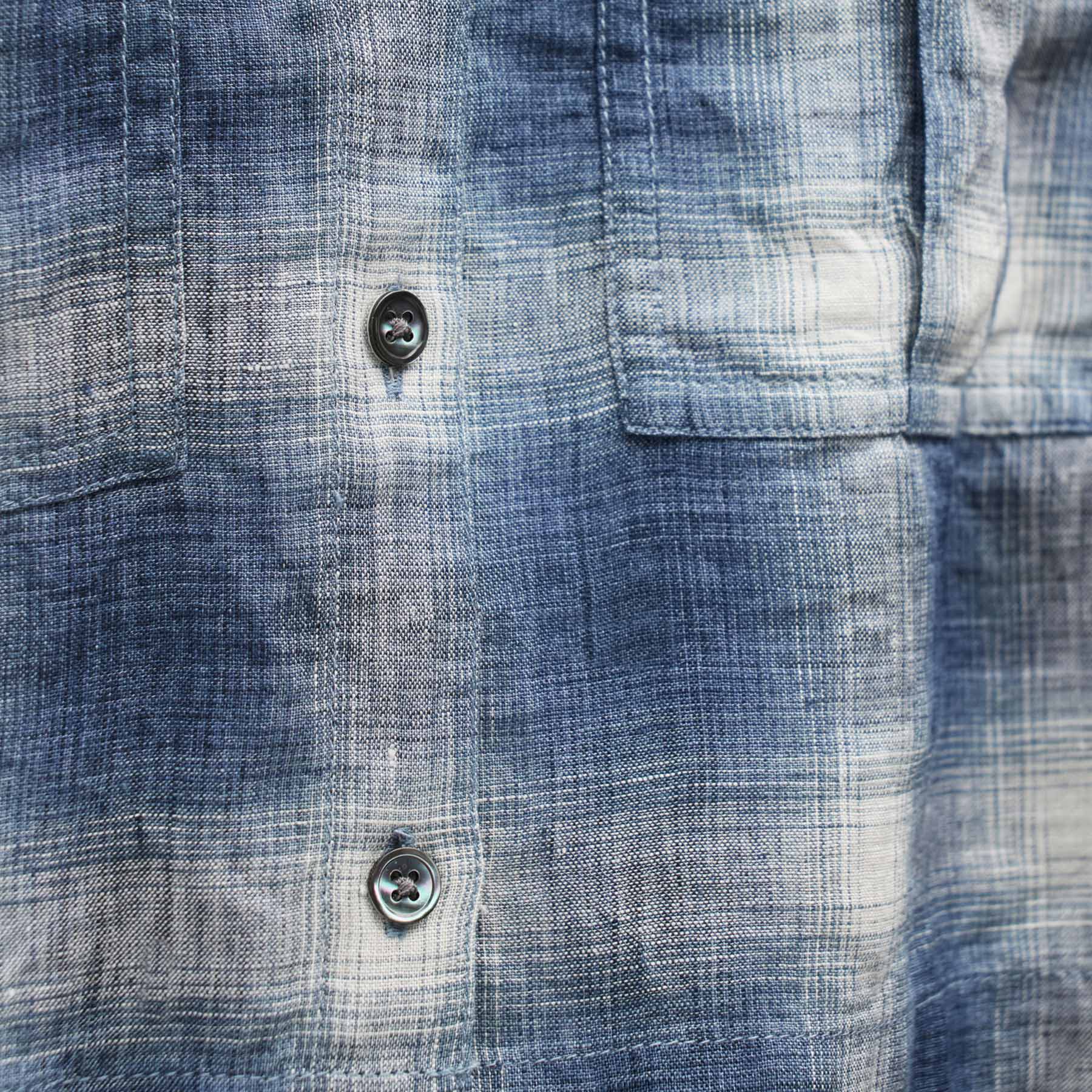 Plaid Linen Crop Shirt - Blue Plaid