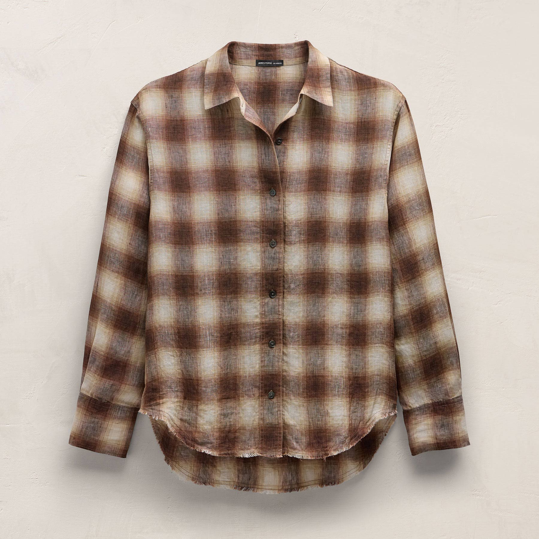 Plaid Linen Oversized Shirt - Chestnut Plaid