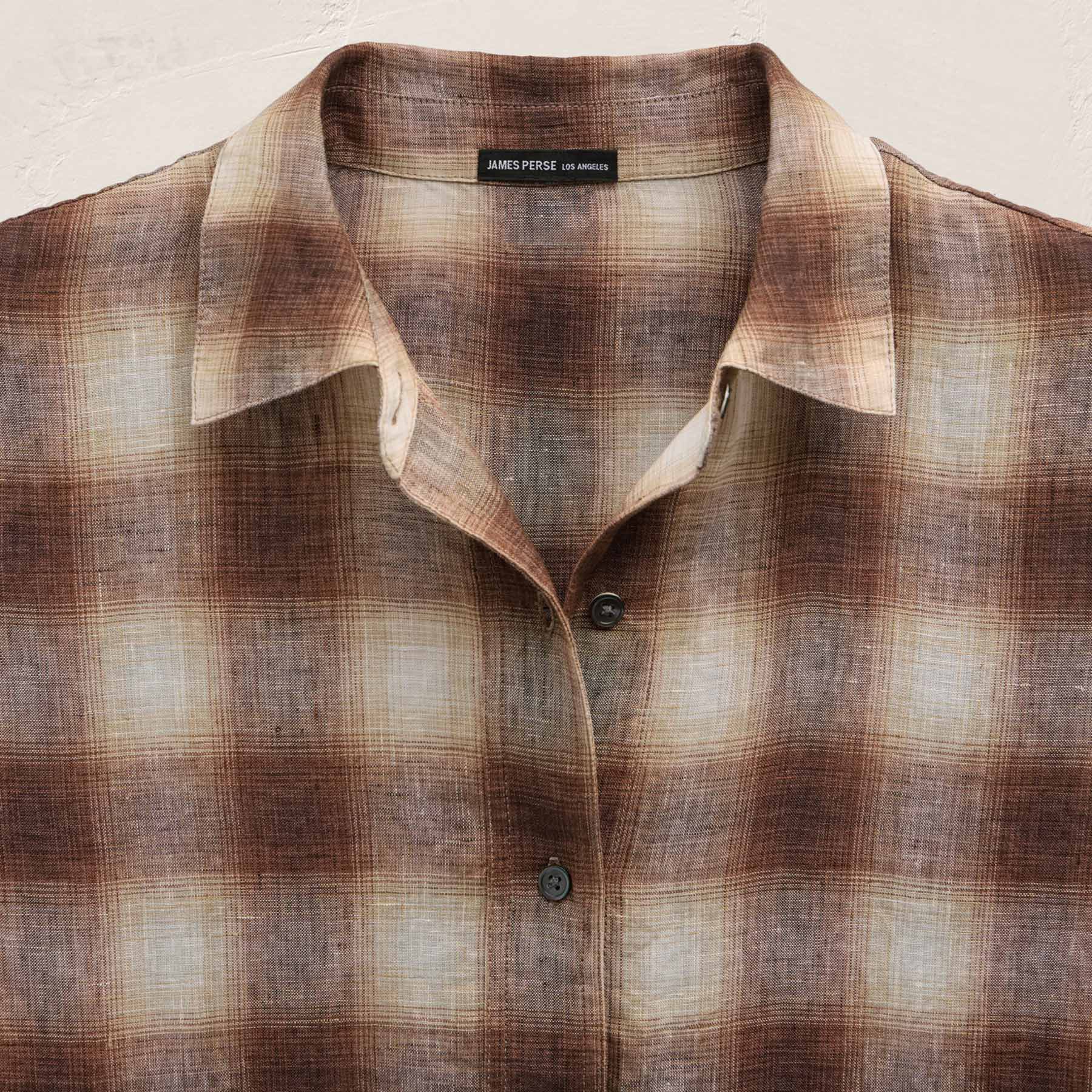 Plaid Linen Oversized Shirt - Chestnut Plaid