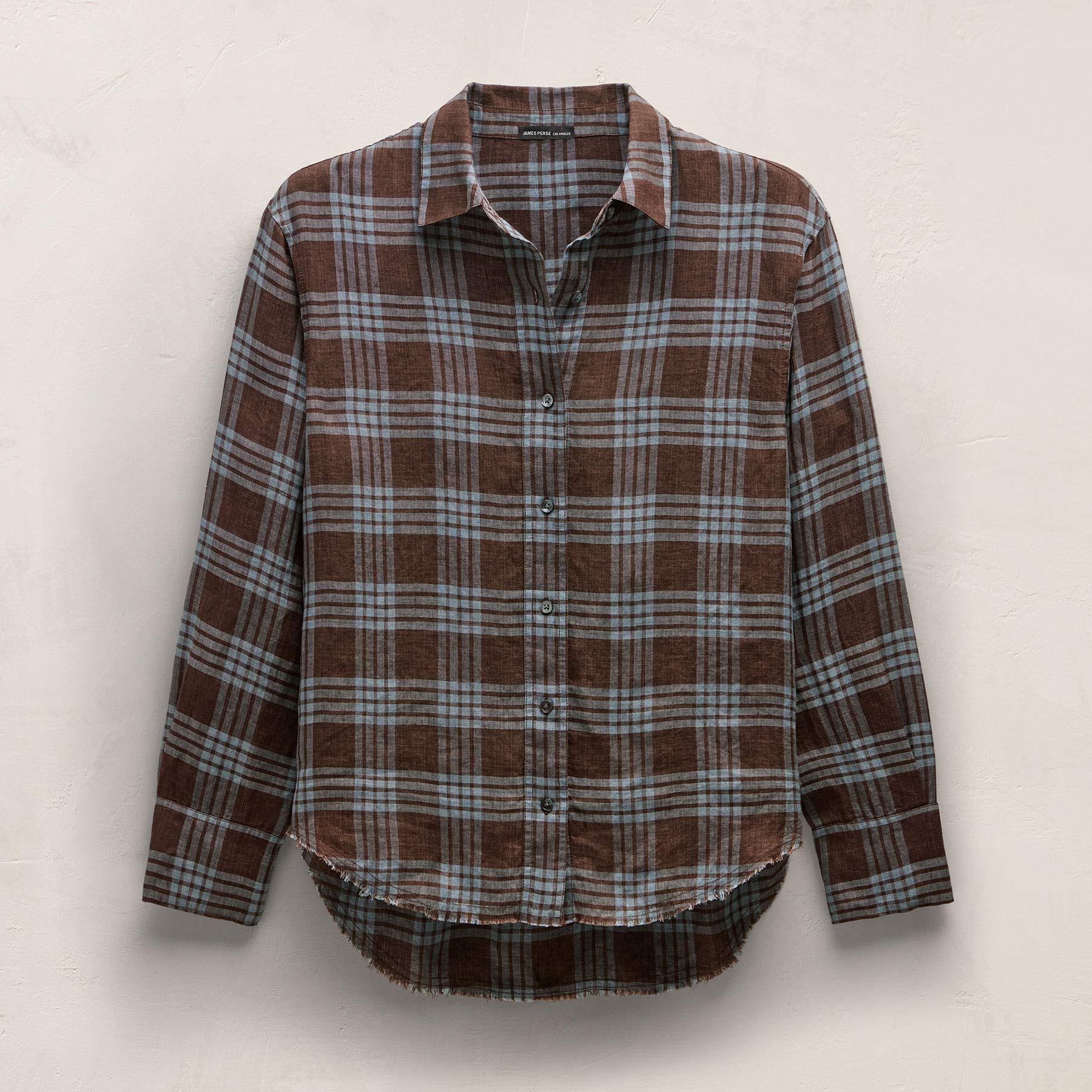 Plaid Linen Oversized Shirt - Plum Plaid