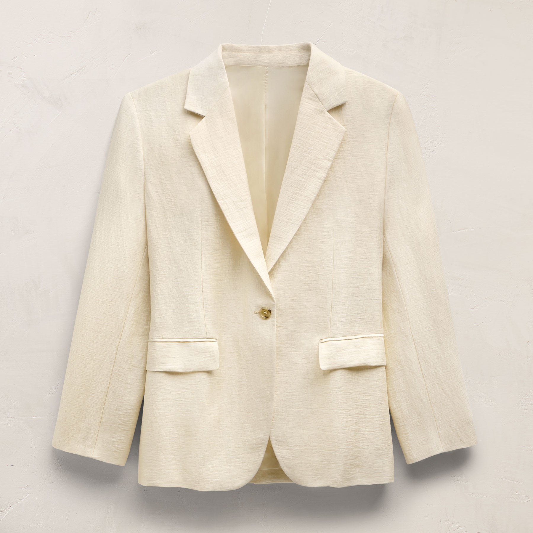 Crinkle Linen Relaxed Blazer - Ecru