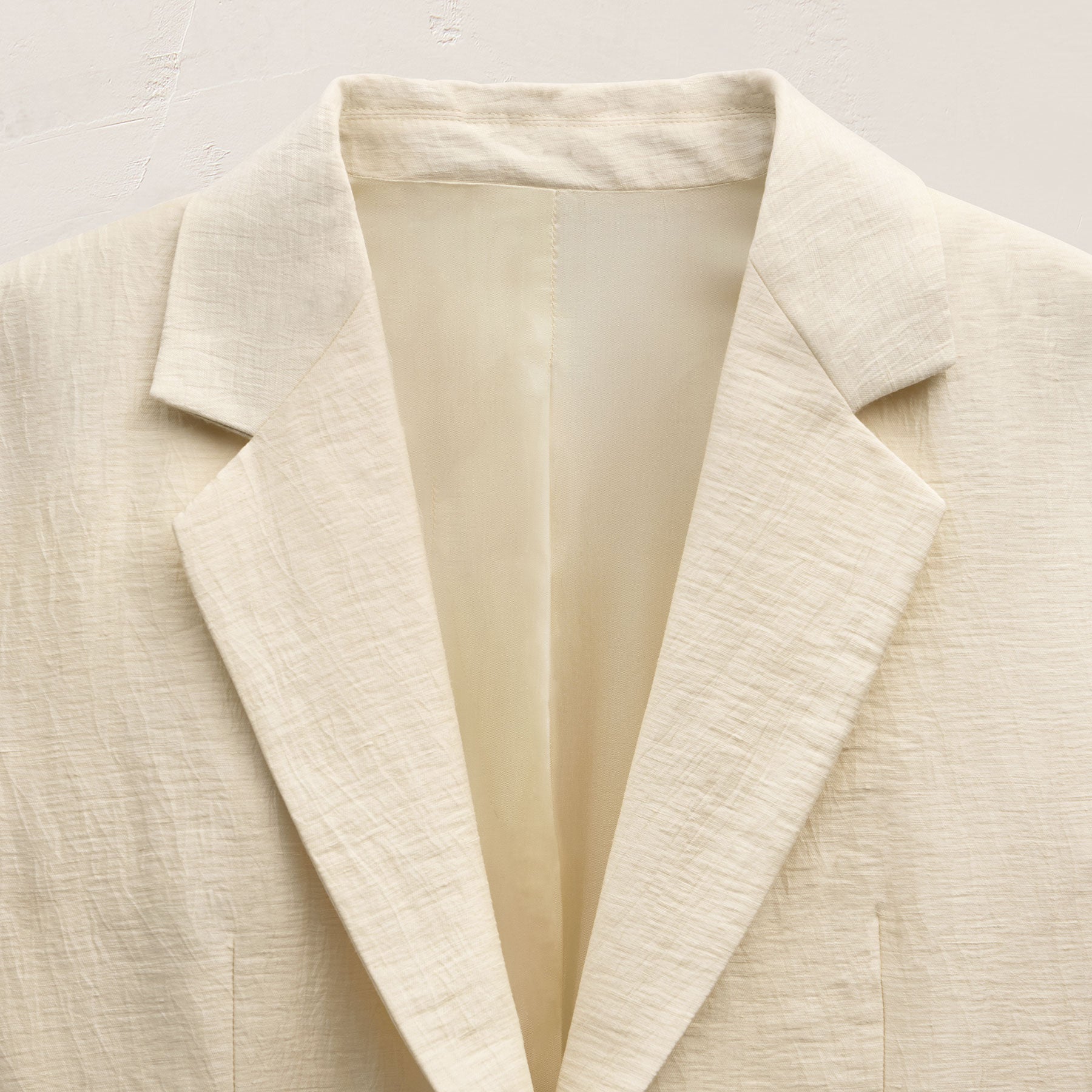 Crinkle Linen Relaxed Blazer - Ecru